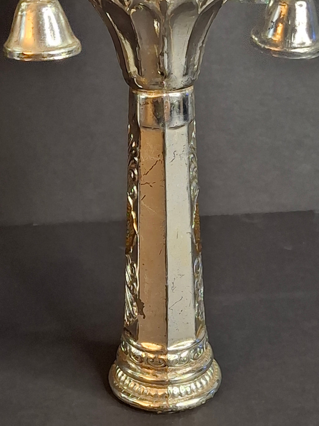 Vintage Pair Silver & Gold Plated Resin Torah Finials Rimonim Star of David Bells 12"