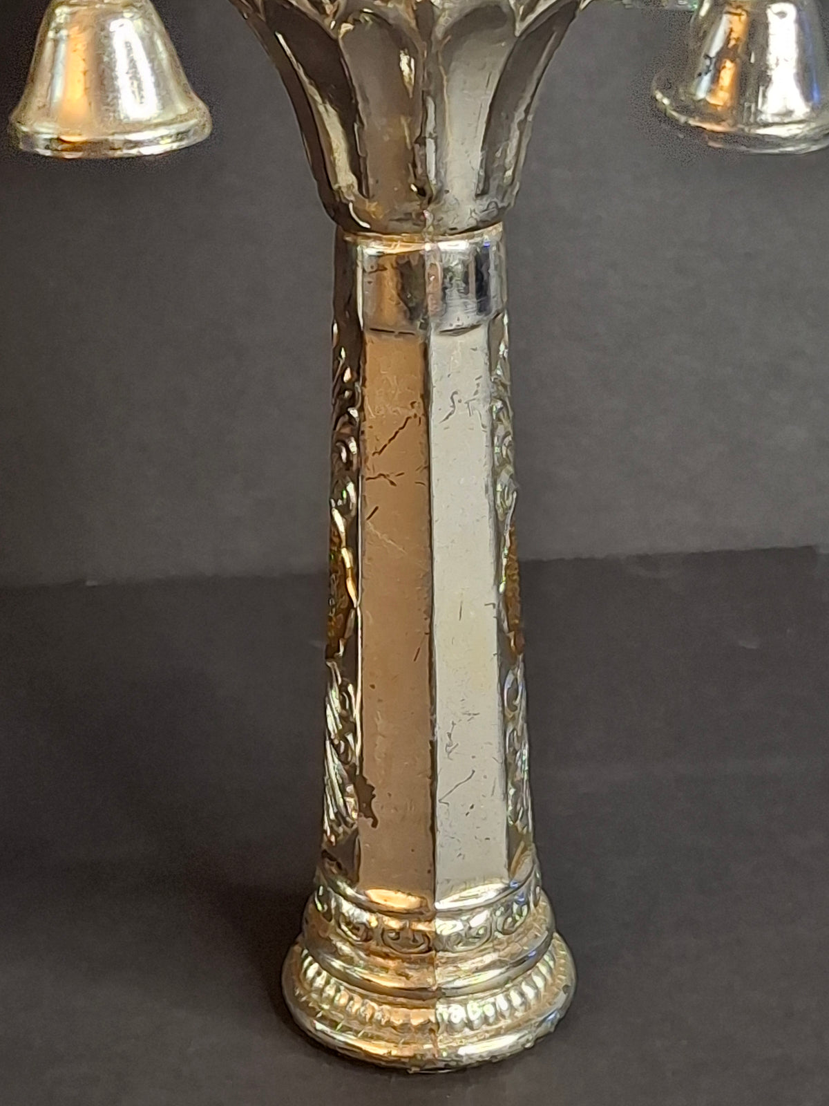 Vintage Pair Silver & Gold Plated Resin Torah Finials Rimonim Star of David Bells 12"