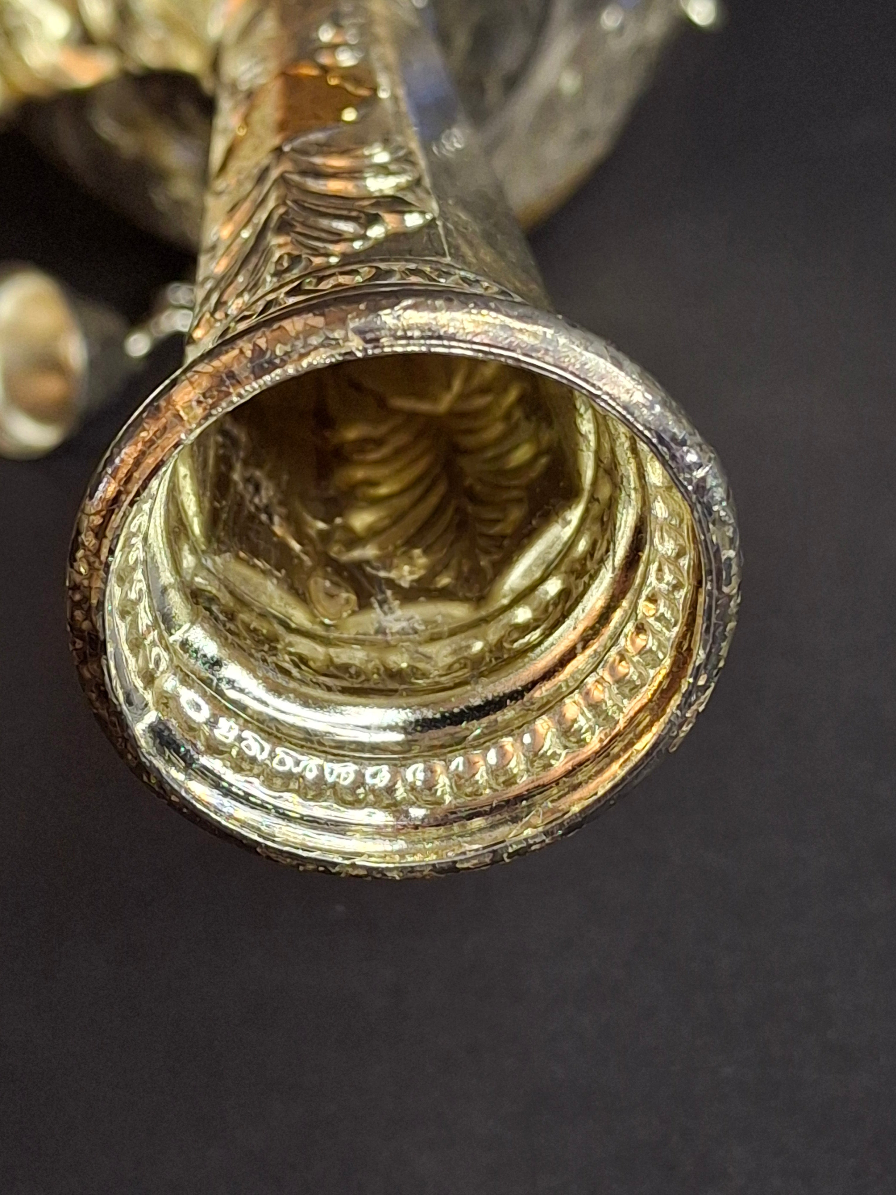 Vintage Ornate Torah Rimonim Finials Pair Silver Plated Star of David Bells 12"