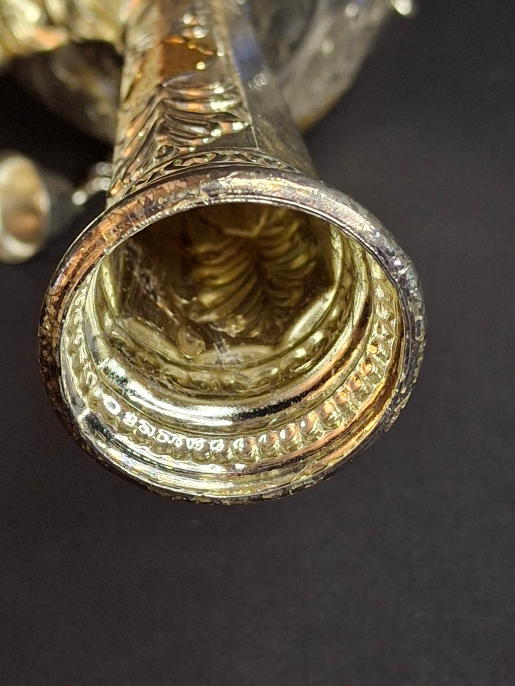 Vintage Pair Silver & Gold Plated Resin Torah Finials Rimonim Star of David Bells 12"