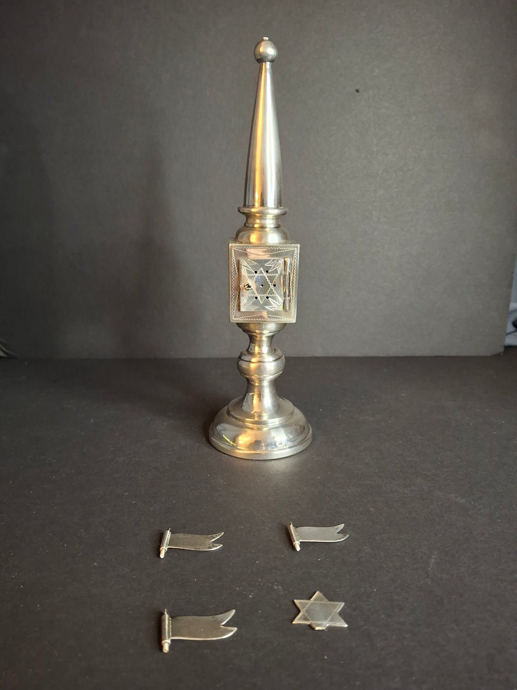 Antique German 800 Silver Besamim Spice Tower Tower Havdalah Judaica 8" 89g