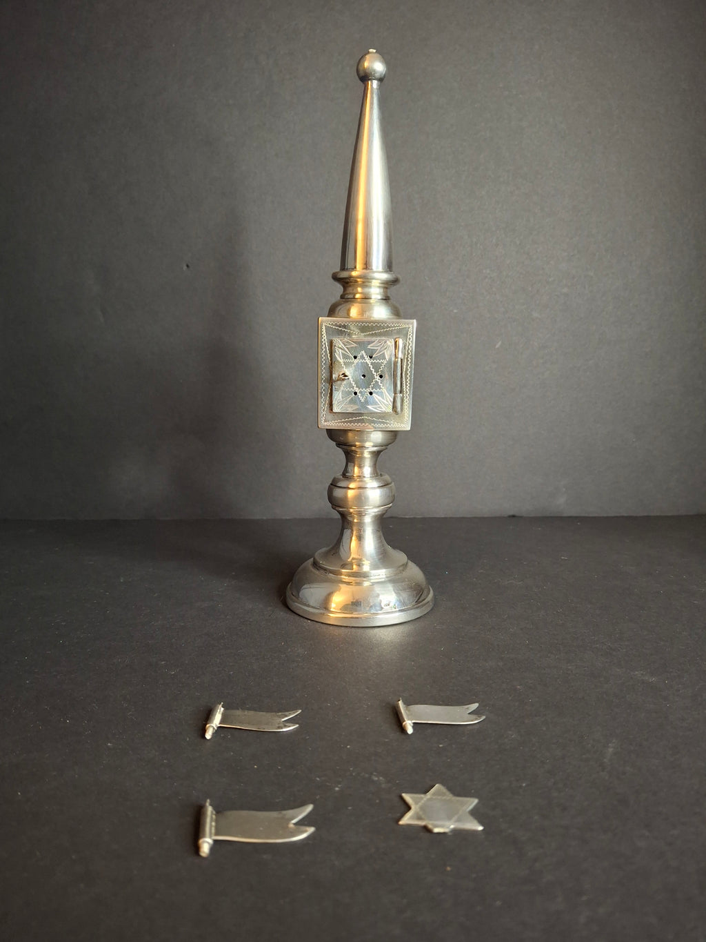 Antique German 800 Silver Besamim Spice Tower Tower Havdalah Judaica 8" 89g