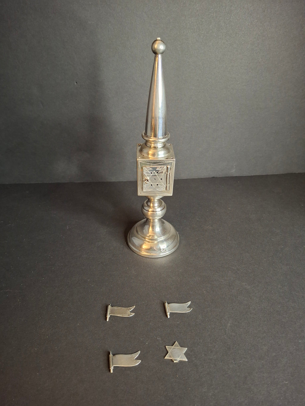 Antique German 800 Silver Besamim Spice Tower Tower Havdalah Judaica 8" 89g