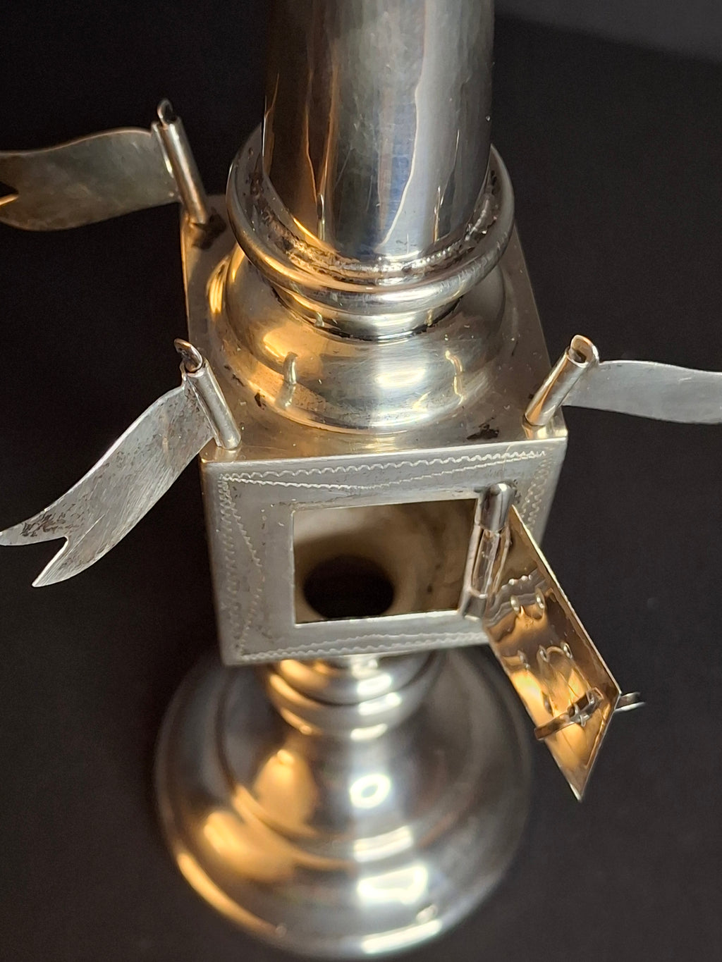 Antique German 800 Silver Besamim Spice Tower Tower Havdalah Judaica 8" 89g