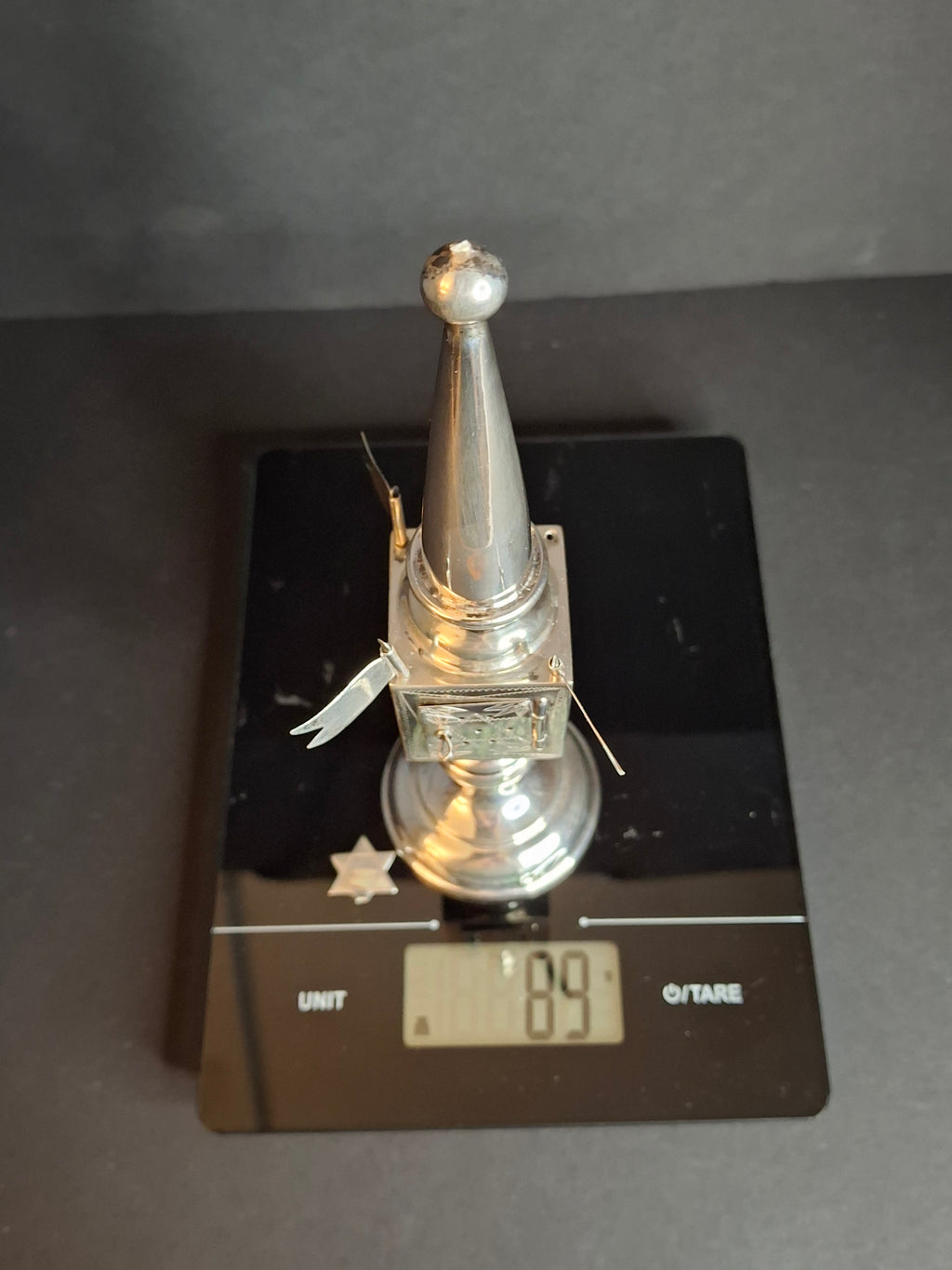 Antique German 800 Silver Besamim Spice Tower Tower Havdalah Judaica 8" 89g