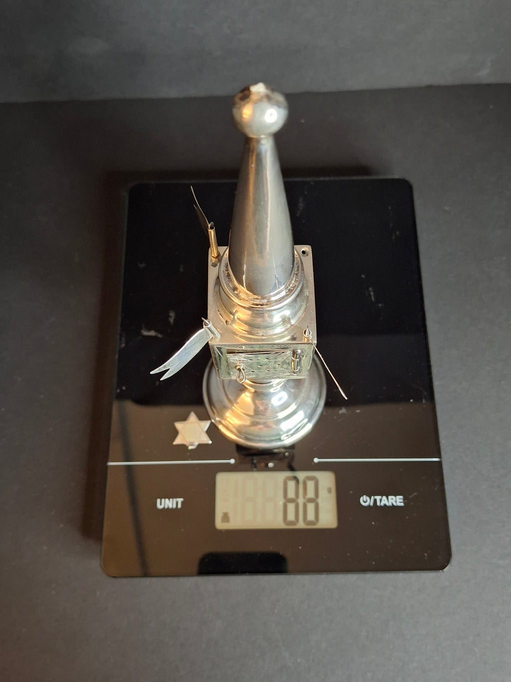 Antique German 800 Silver Besamim Spice Tower Tower Havdalah Judaica 8" 89g