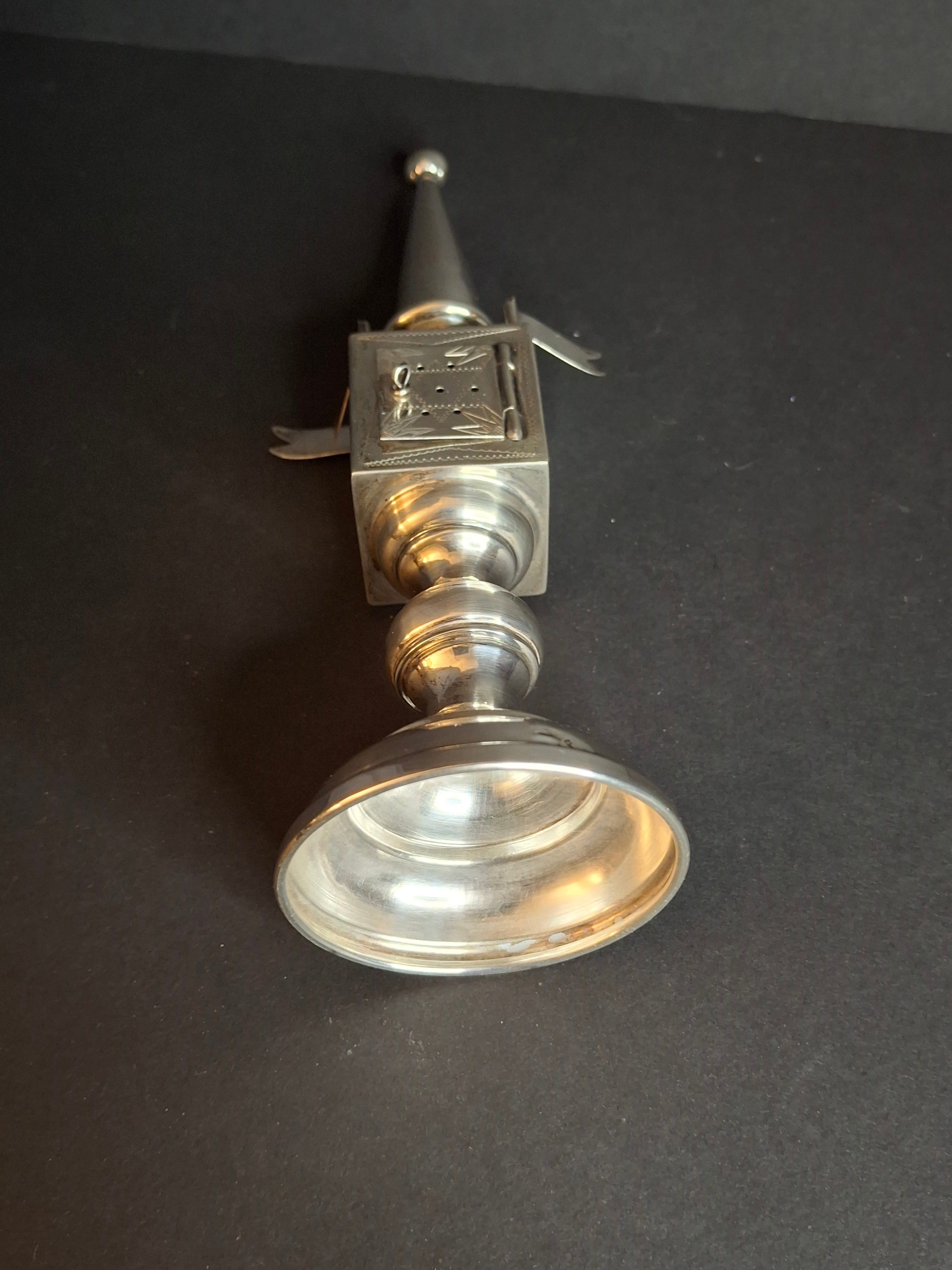 Antique German 800 Silver Besamim Spice Tower Tower Havdalah Judaica 8" 89g