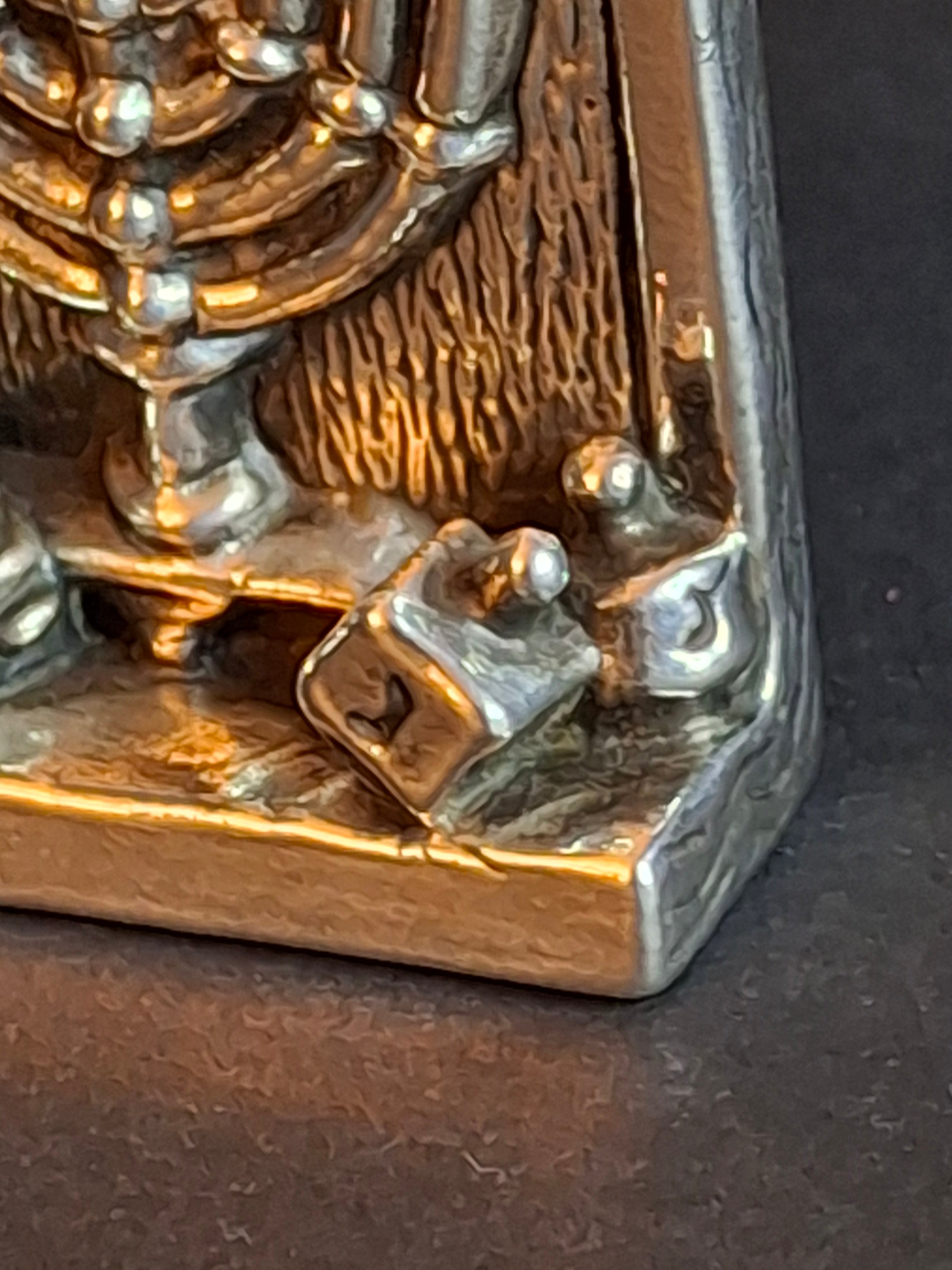 Vintage DOVE 925 Sterling Silver Miniature Hanukkah Arched Window Scene Menorah Dreidel Figurine Sculpture 24g