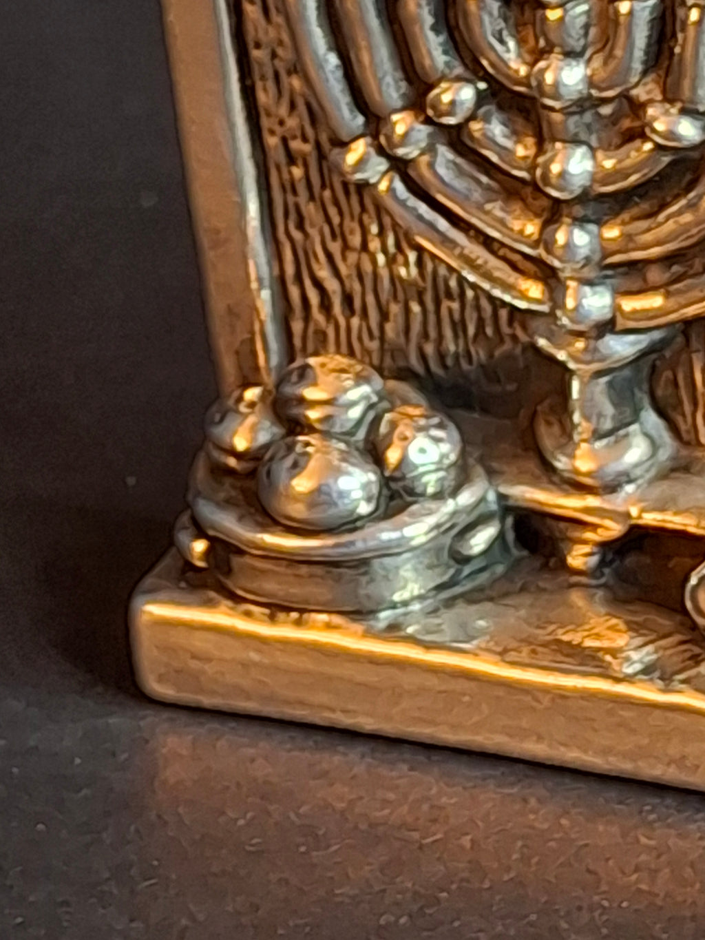 Vintage DOVE 925 Sterling Silver Miniature Hanukkah Arched Window Scene Menorah Dreidel Figurine Sculpture 24g