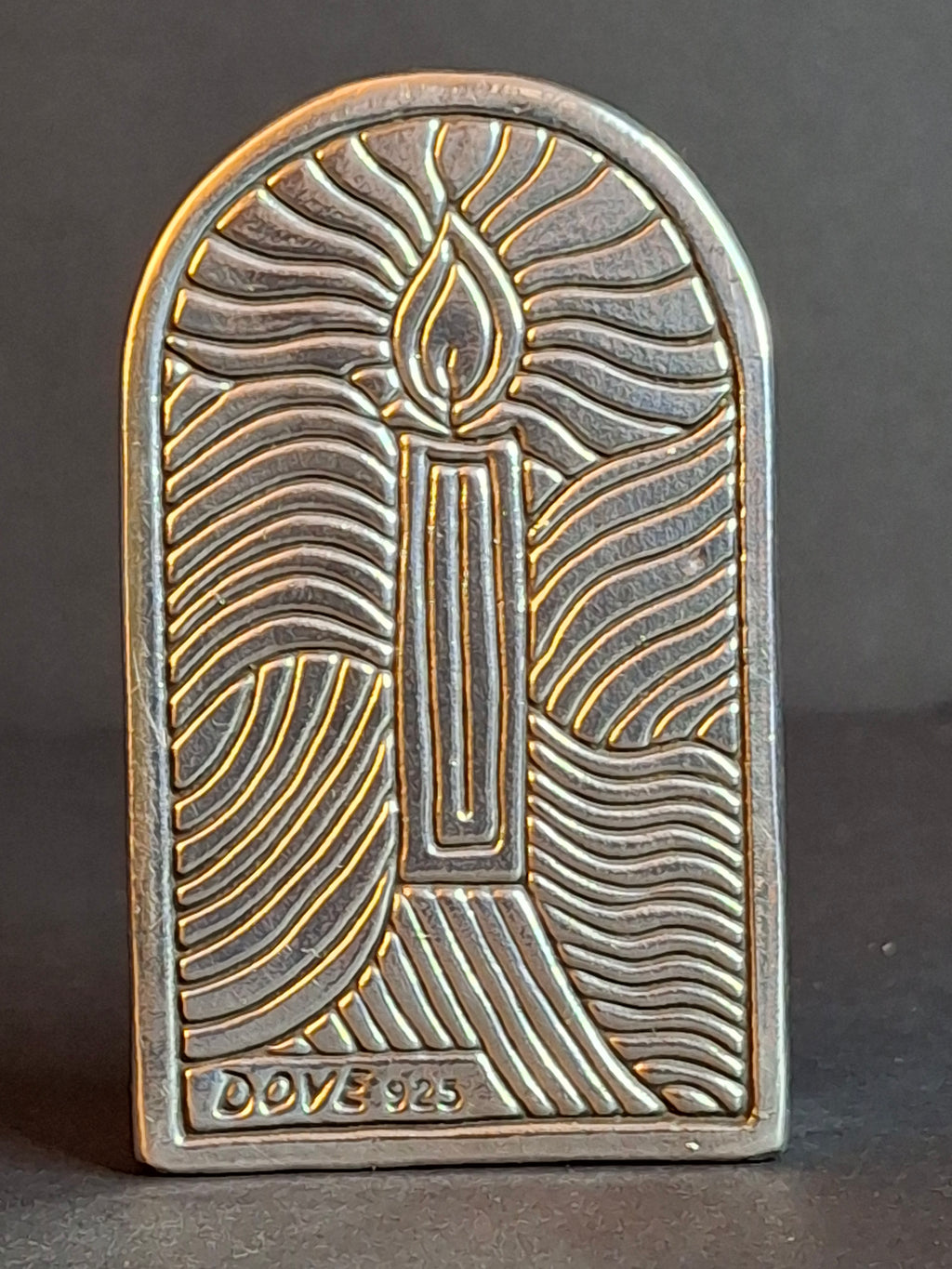 Vintage DOVE 925 Sterling Silver Miniature Hanukkah Arched Window Scene Menorah Dreidel Figurine Sculpture 24g