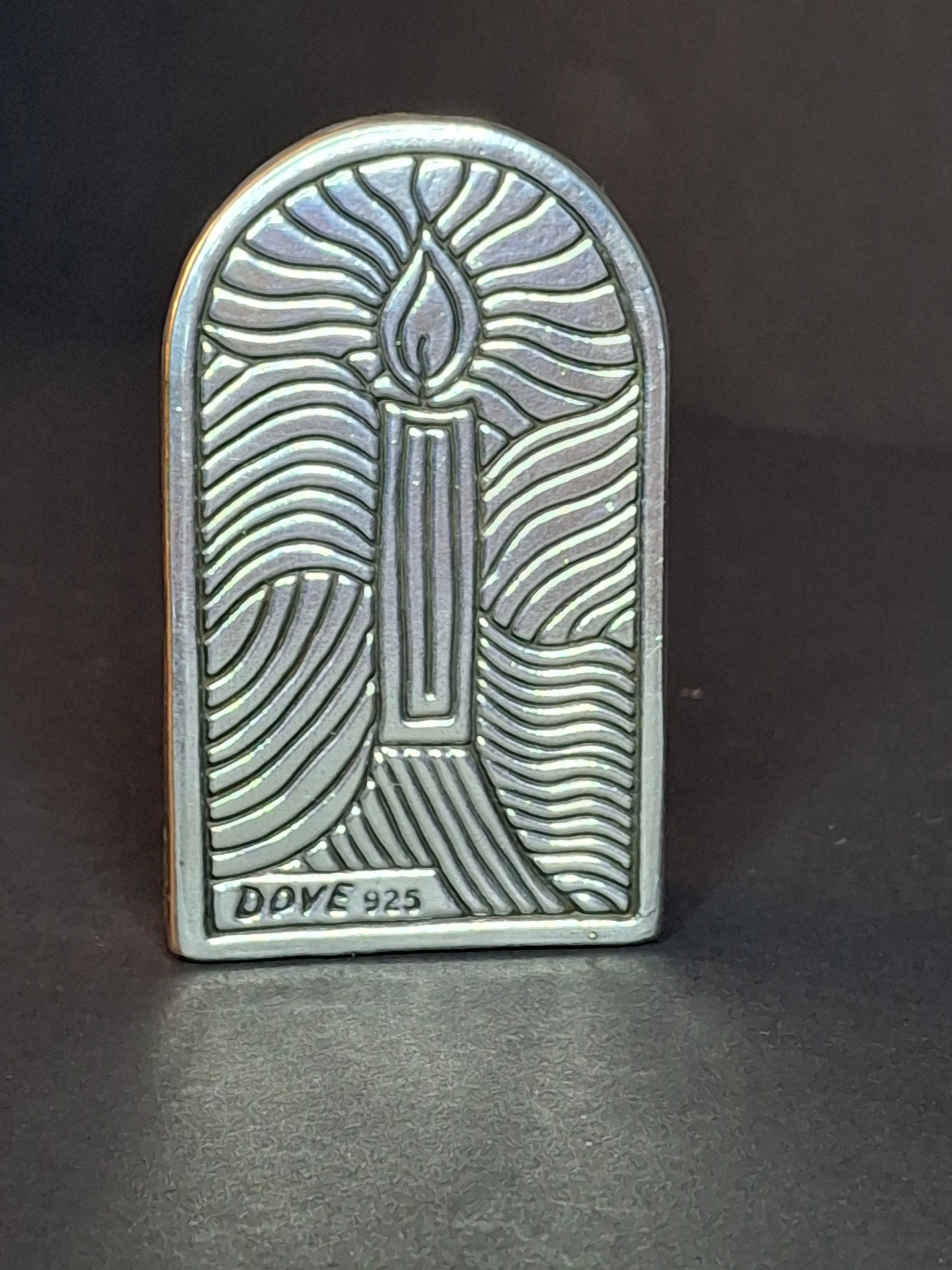 Vintage DOVE 925 Sterling Silver Miniature Hanukkah Arched Window Scene Menorah Dreidel Figurine Sculpture 24g