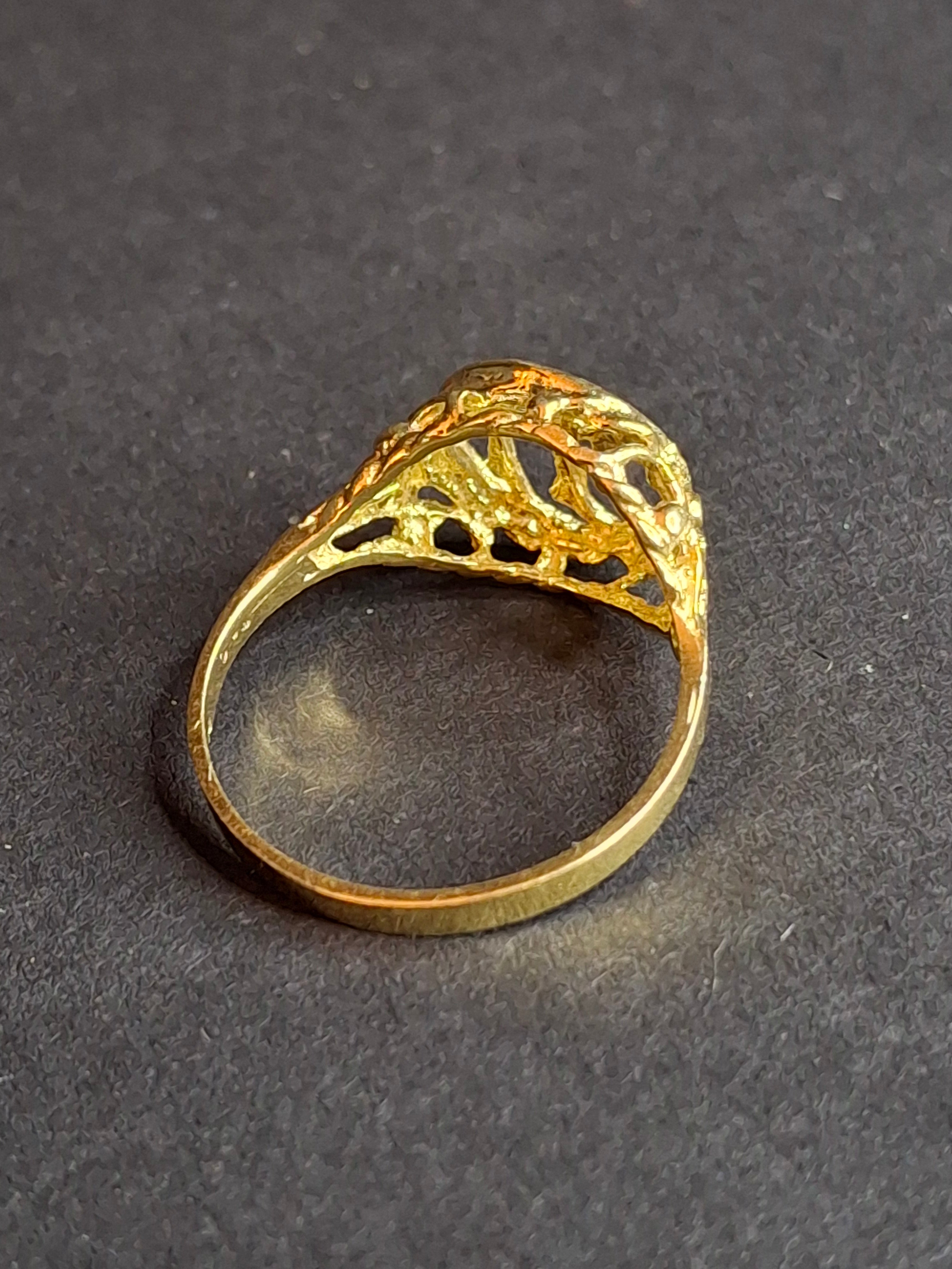 Vintage Sterling Silver 925 Gold Tone Chai Ring Size 7.5 Jewish Life Symbol Jewelry