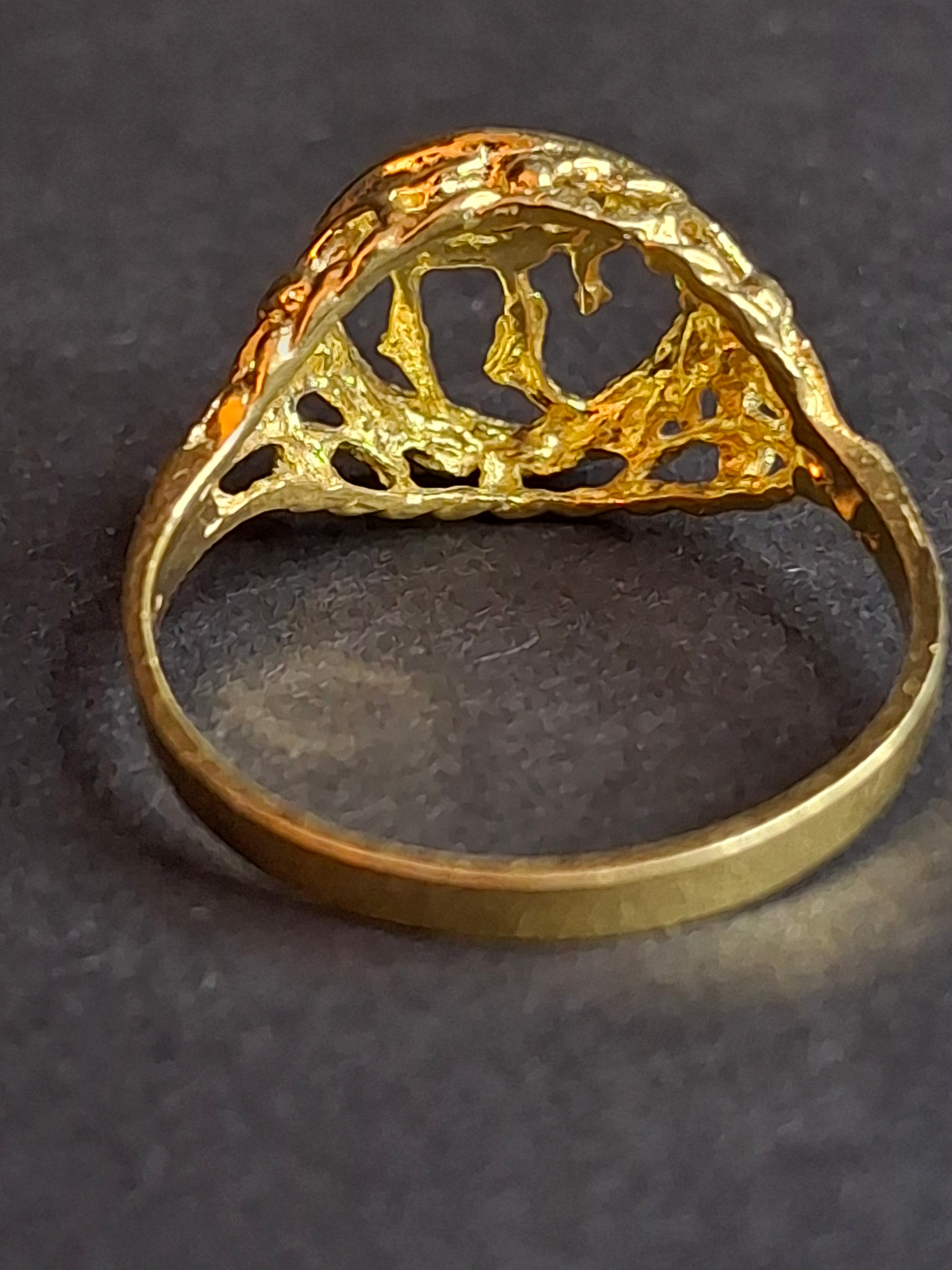 Vintage Sterling Silver 925 Gold Tone Chai Ring Size 7.5 Jewish Life Symbol Jewelry
