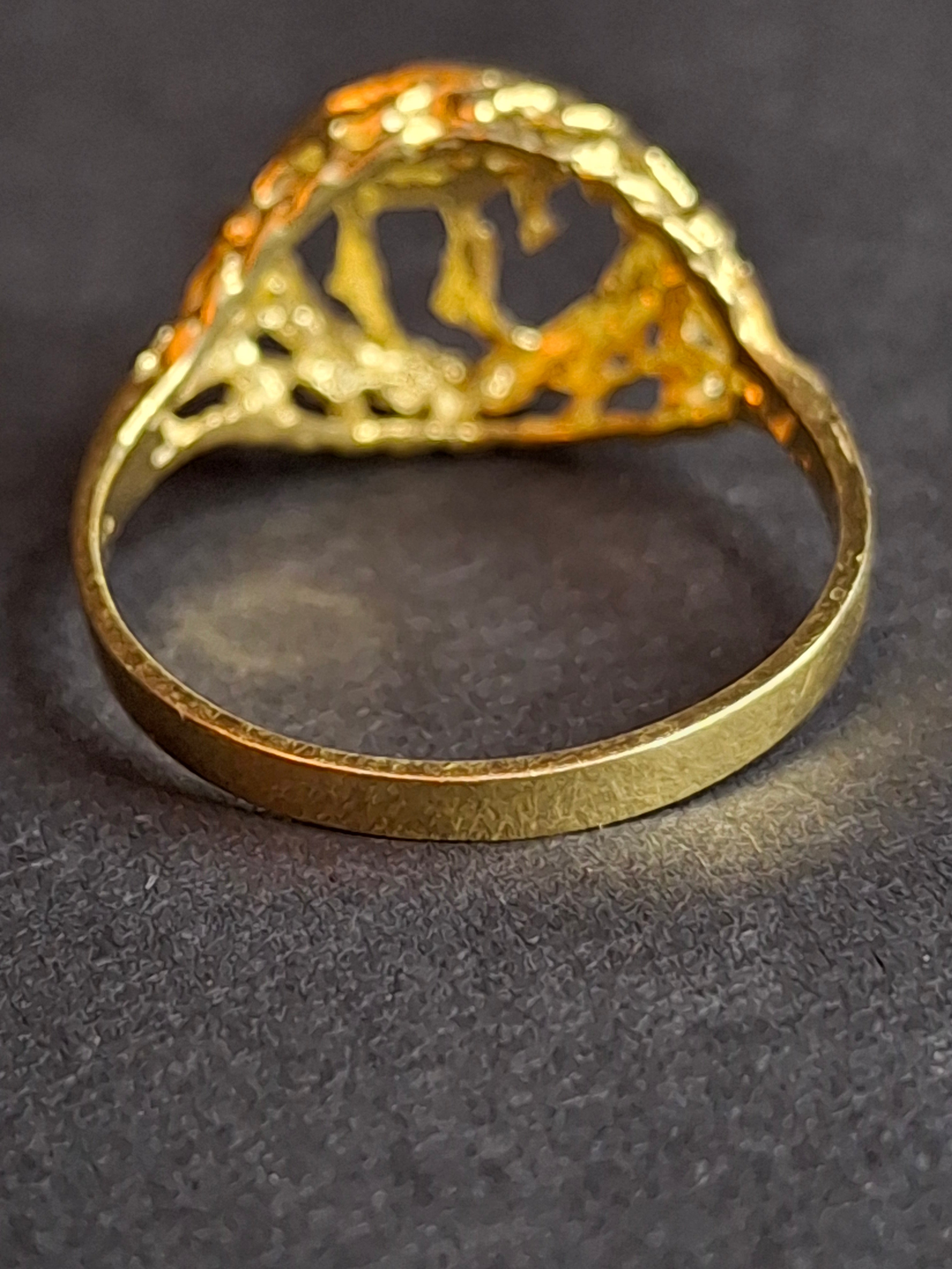 Vintage Sterling Silver 925 Gold Tone Chai Ring Size 7.5 Jewish Life Symbol Jewelry