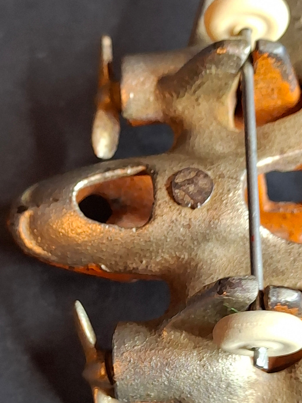 Vintage 1930s Hubley Cast Iron TAT NC-491 Dual Prop Airplane Toy Orange Nickel