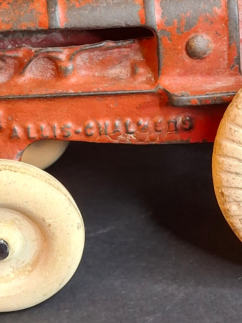 Antique 1930s Arcade Cast Iron Allis-Chalmers Tractor, Original Paint & Balloon Tires