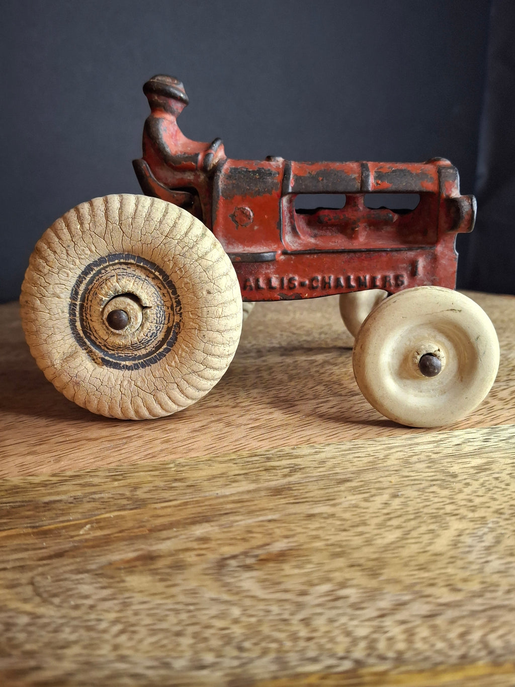 Antique 1930s Arcade Cast Iron Allis-Chalmers Tractor, Original Paint & Balloon Tires