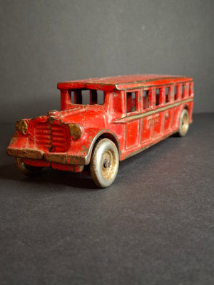 Antique Arcade Cast Iron Fageol Safety Bus Large 8" Model Red Vintage Toy Car Vehicle 1920s