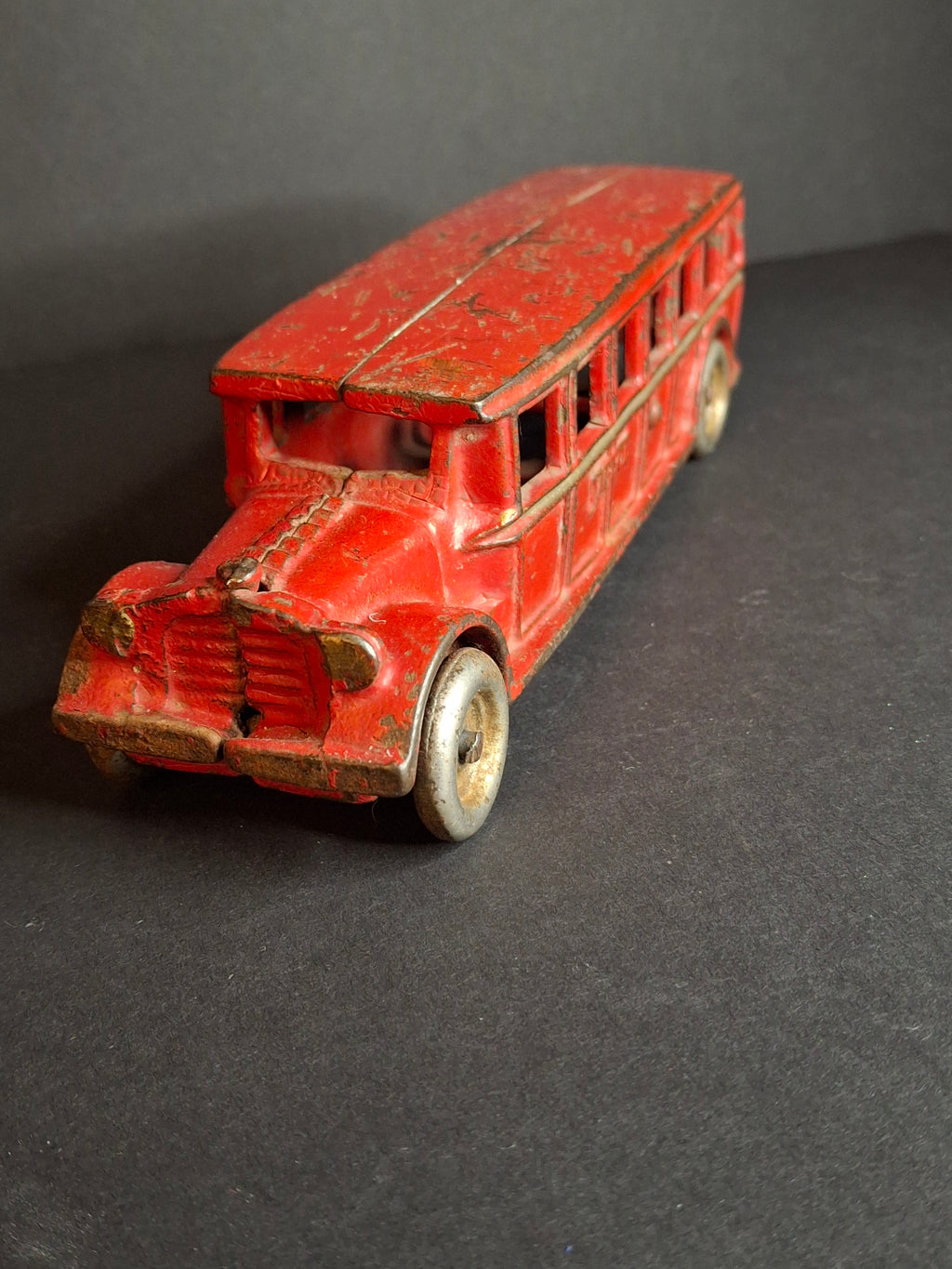 Antique Arcade Cast Iron Fageol Safety Bus Large 8" Model Red Vintage Toy Car Vehicle 1920s