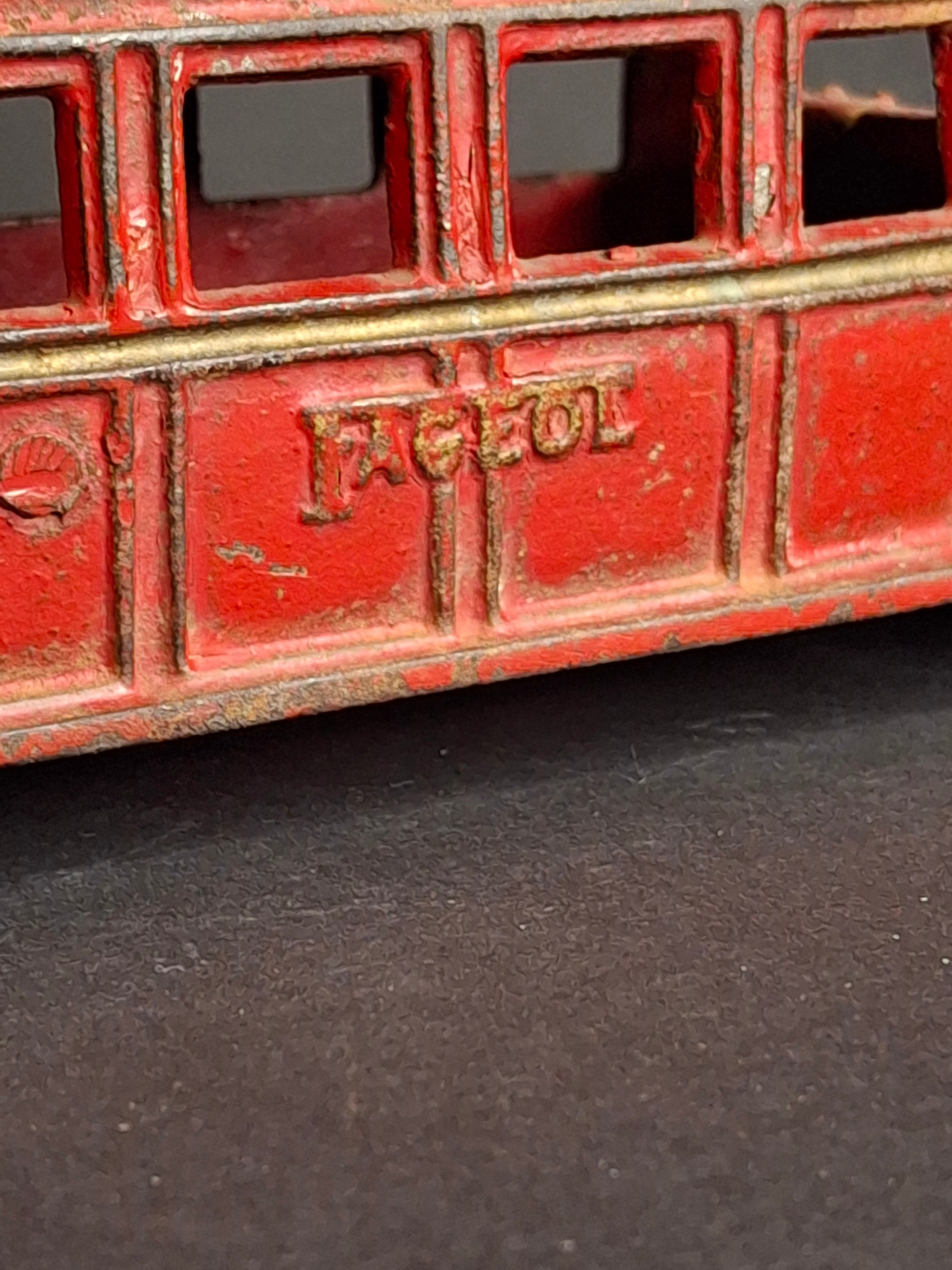 Antique Arcade Cast Iron Fageol Safety Bus Large 8" Model Red Vintage Toy Car Vehicle 1920s