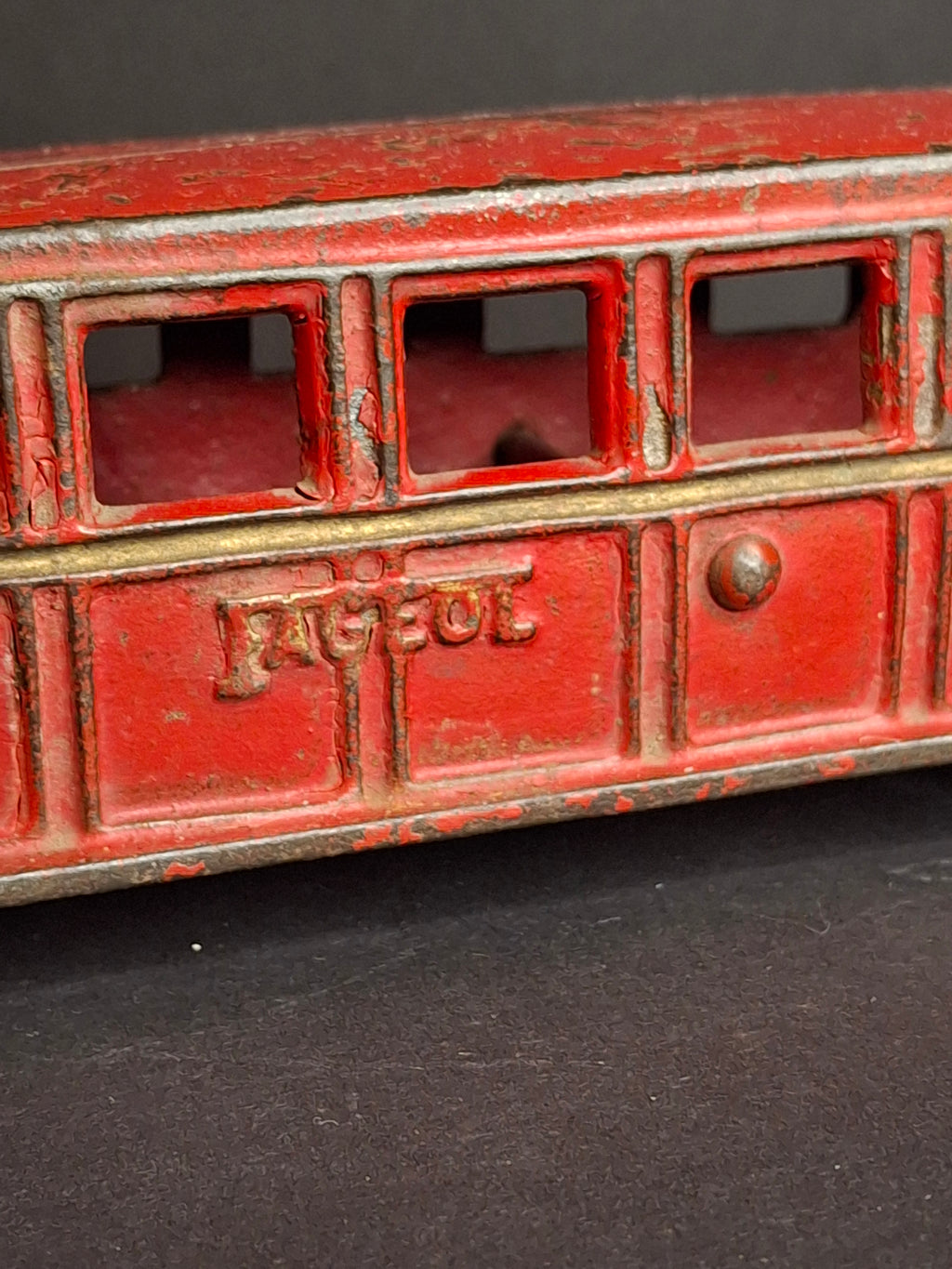 Antique Arcade Cast Iron Fageol Safety Bus Large 8" Model Red Vintage Toy Car Vehicle 1920s