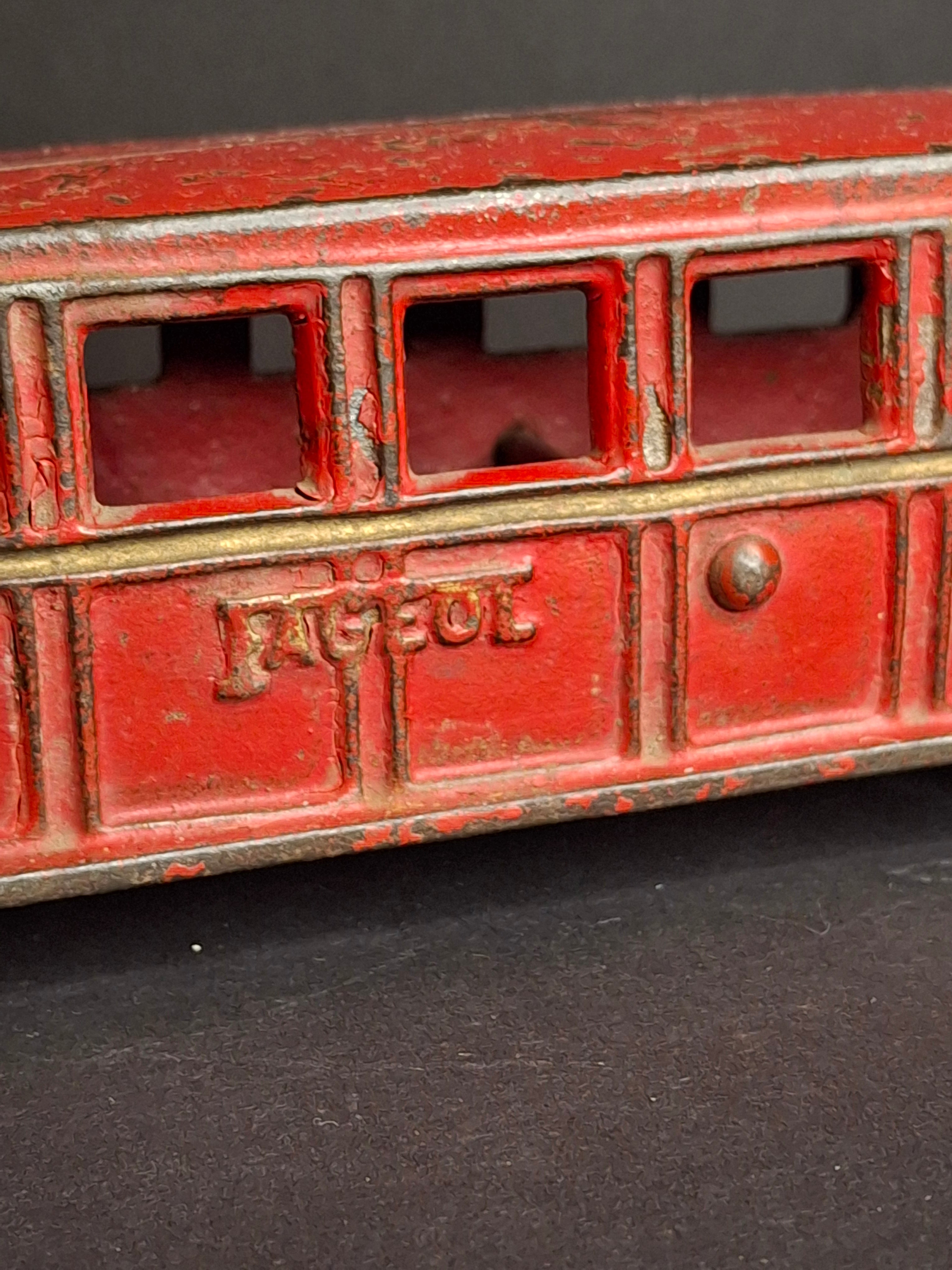 Antique Arcade Cast Iron Fageol Safety Bus Large 8" Model Red Vintage Toy Car Vehicle 1920s