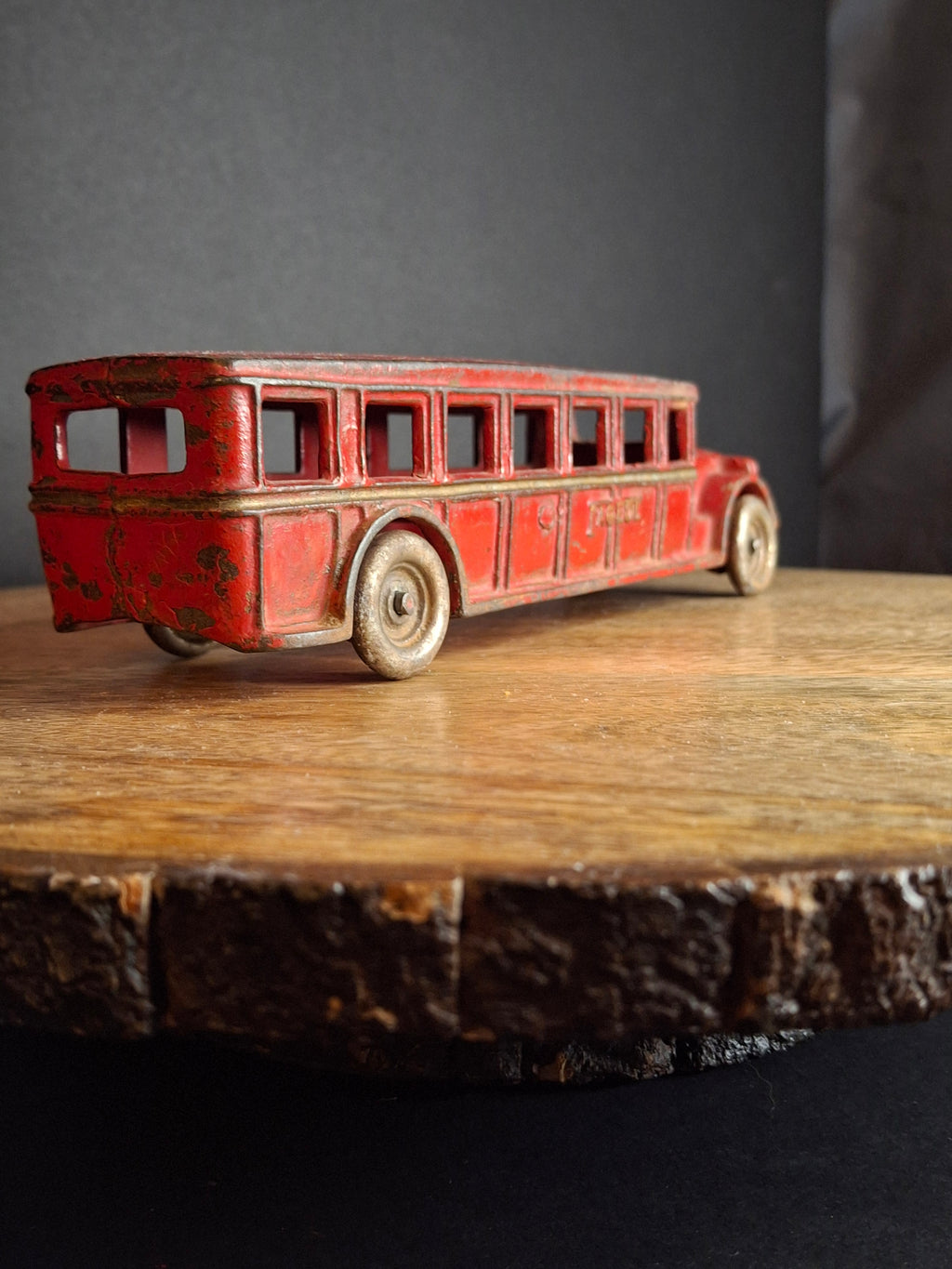 Antique Arcade Cast Iron Fageol Safety Bus Large 8" Model Red Vintage Toy Car Vehicle 1920s
