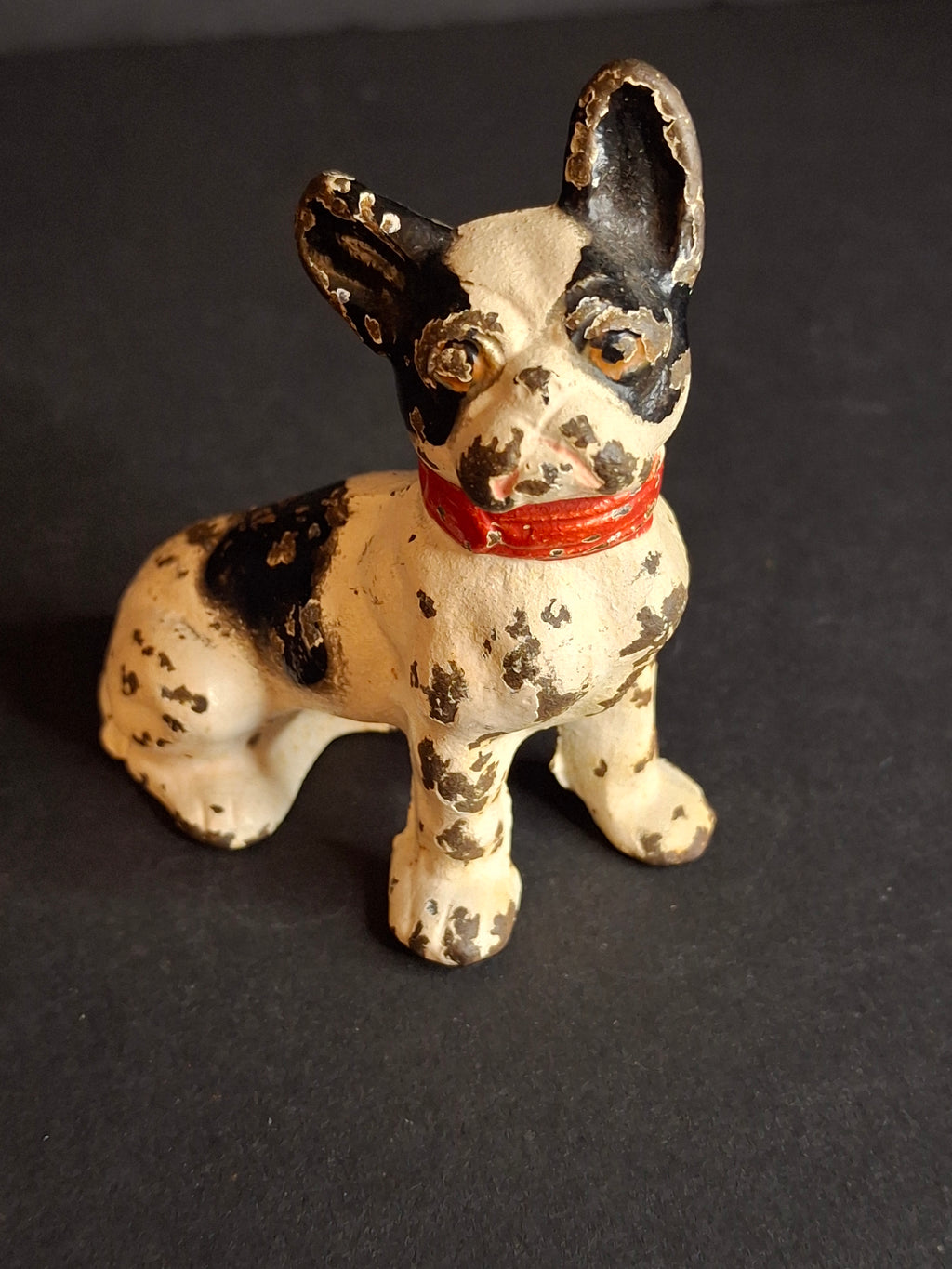Vintage Cast Iron French Bulldog Figurine – Hand Painted Patina 3" Statue