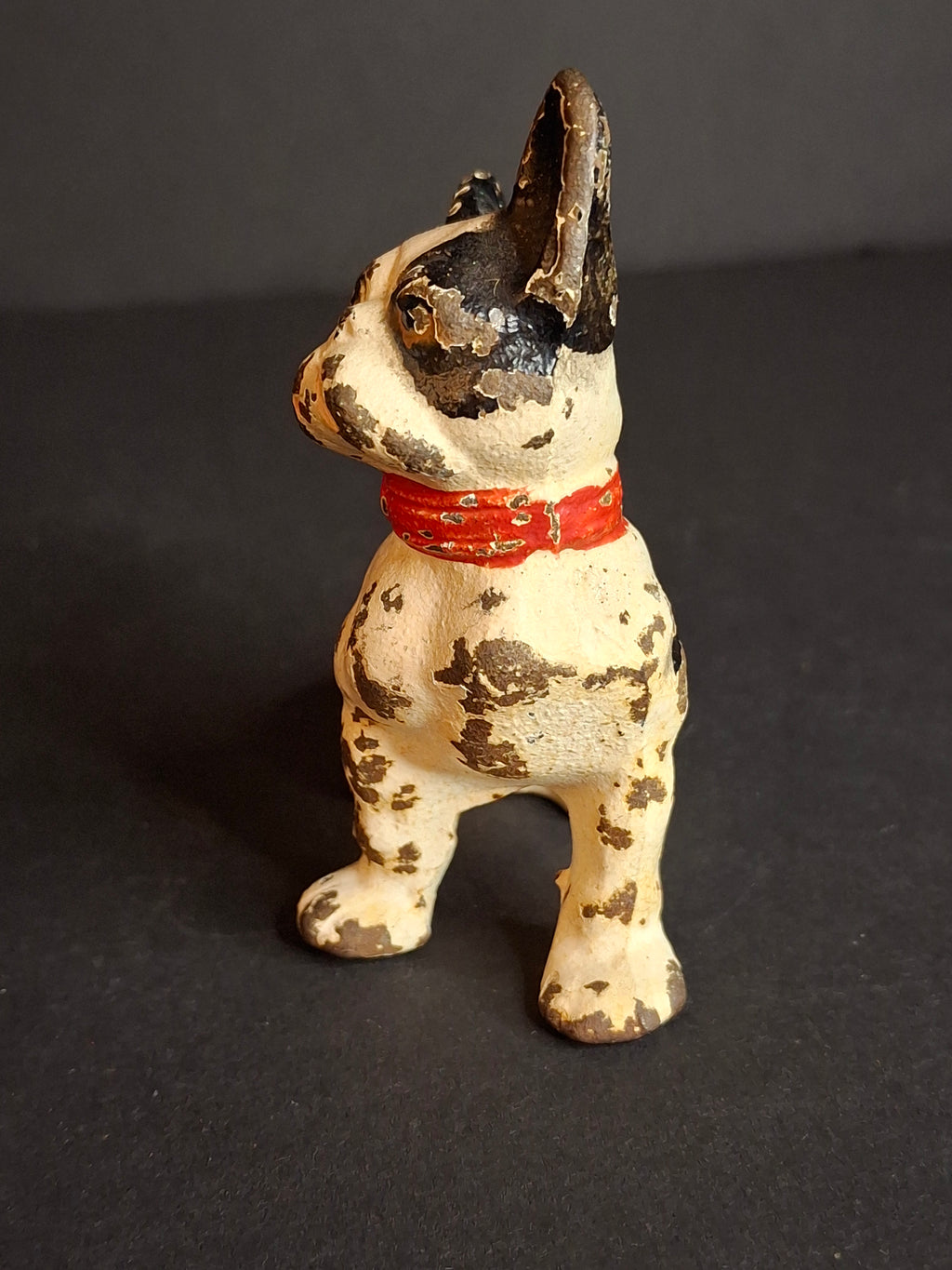 Vintage Cast Iron French Bulldog Figurine – Hand Painted Patina 3" Statue