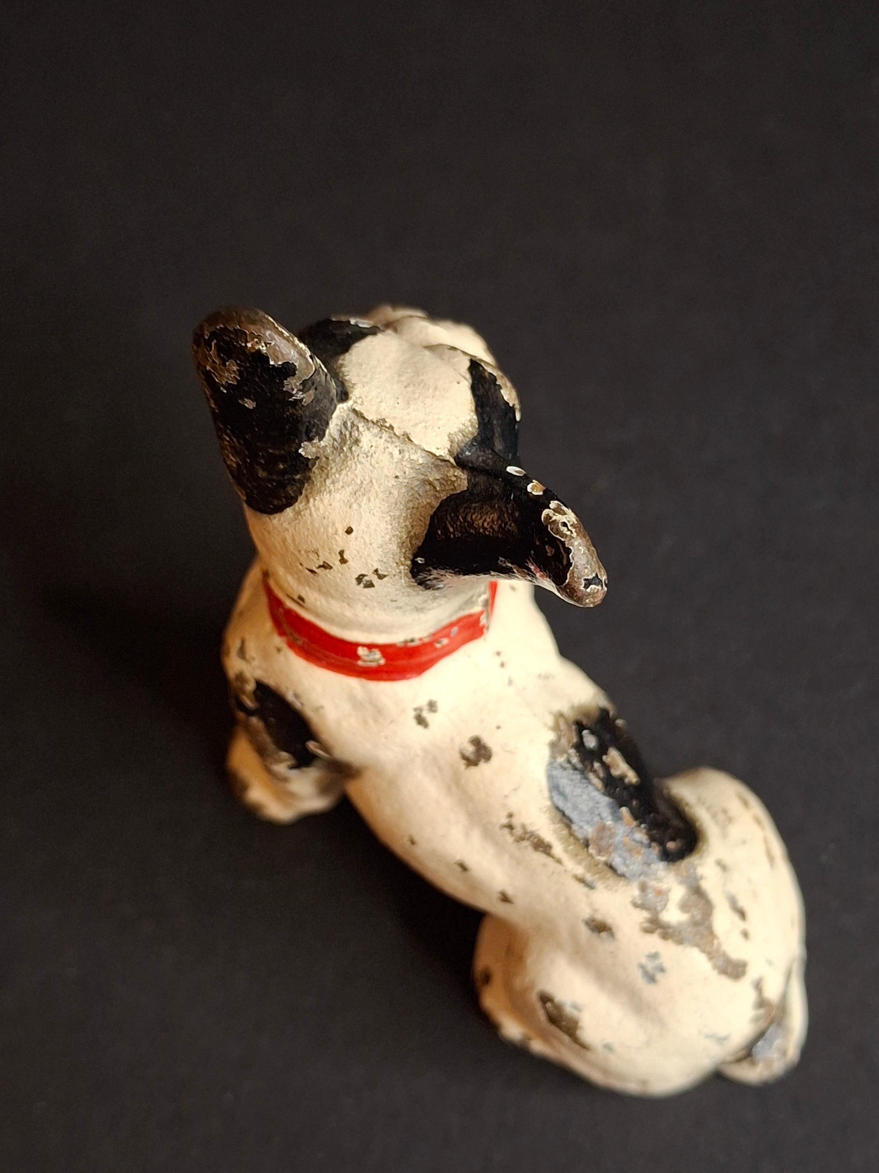 Vintage Cast Iron French Bulldog Figurine – Hand Painted Patina 3" Statue