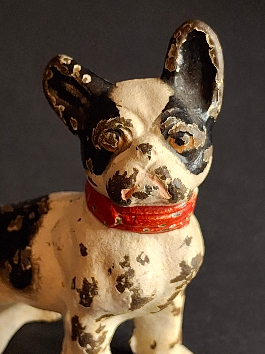 Vintage Cast Iron French Bulldog Figurine – Hand Painted Patina 3" Statue