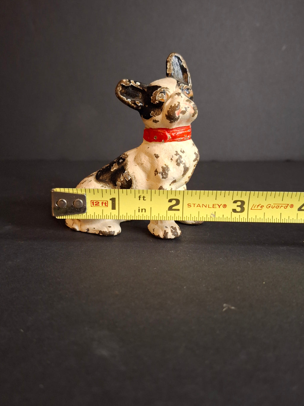 Vintage Cast Iron French Bulldog Figurine – Hand Painted Patina 3" Statue