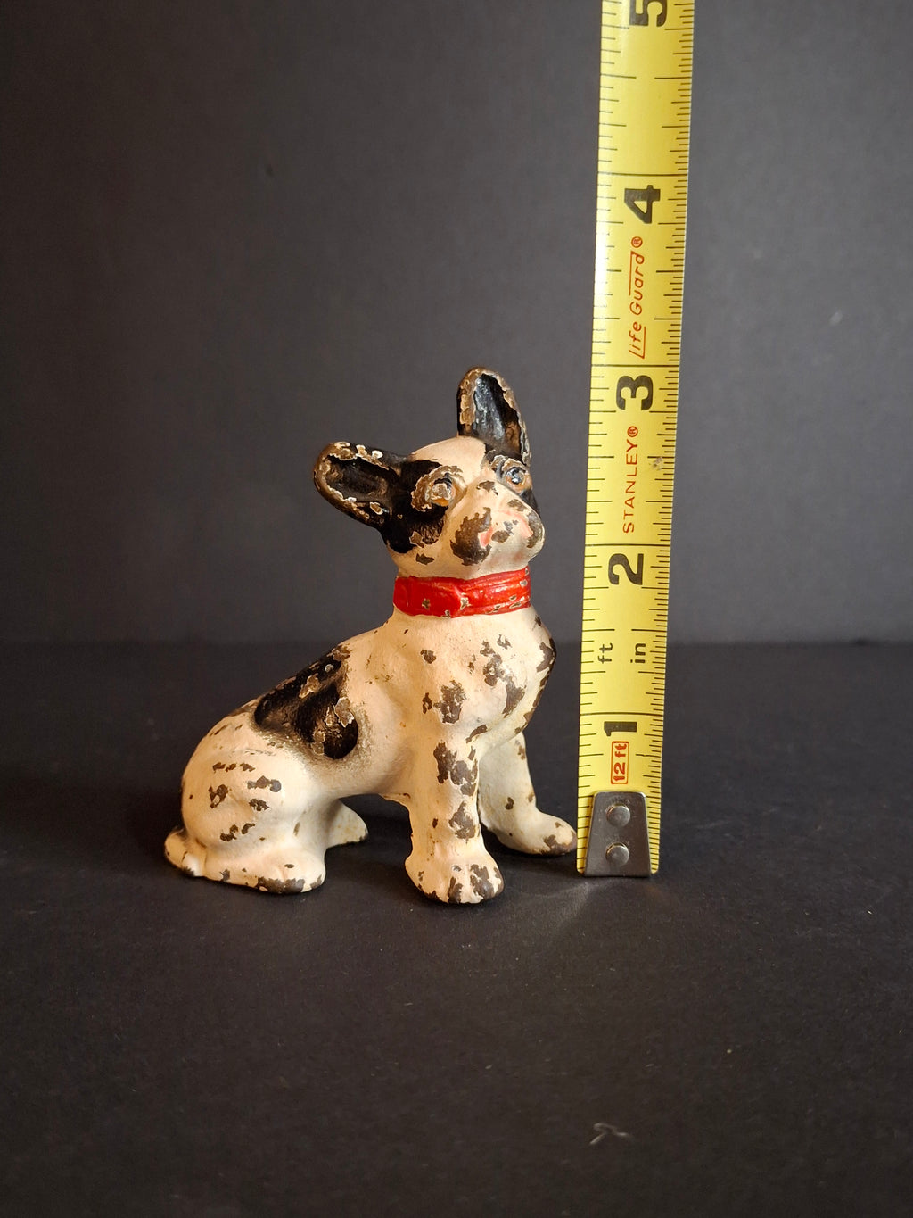 Vintage Cast Iron French Bulldog Figurine – Hand Painted Patina 3" Statue