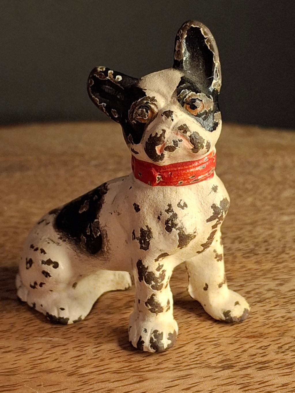 Vintage Cast Iron French Bulldog Figurine – Hand Painted Patina 3" Statue