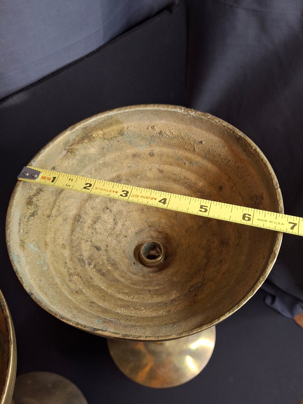 Monumental 19" Antique Brass Synagogue Shabbat Candlesticks - 19th Century