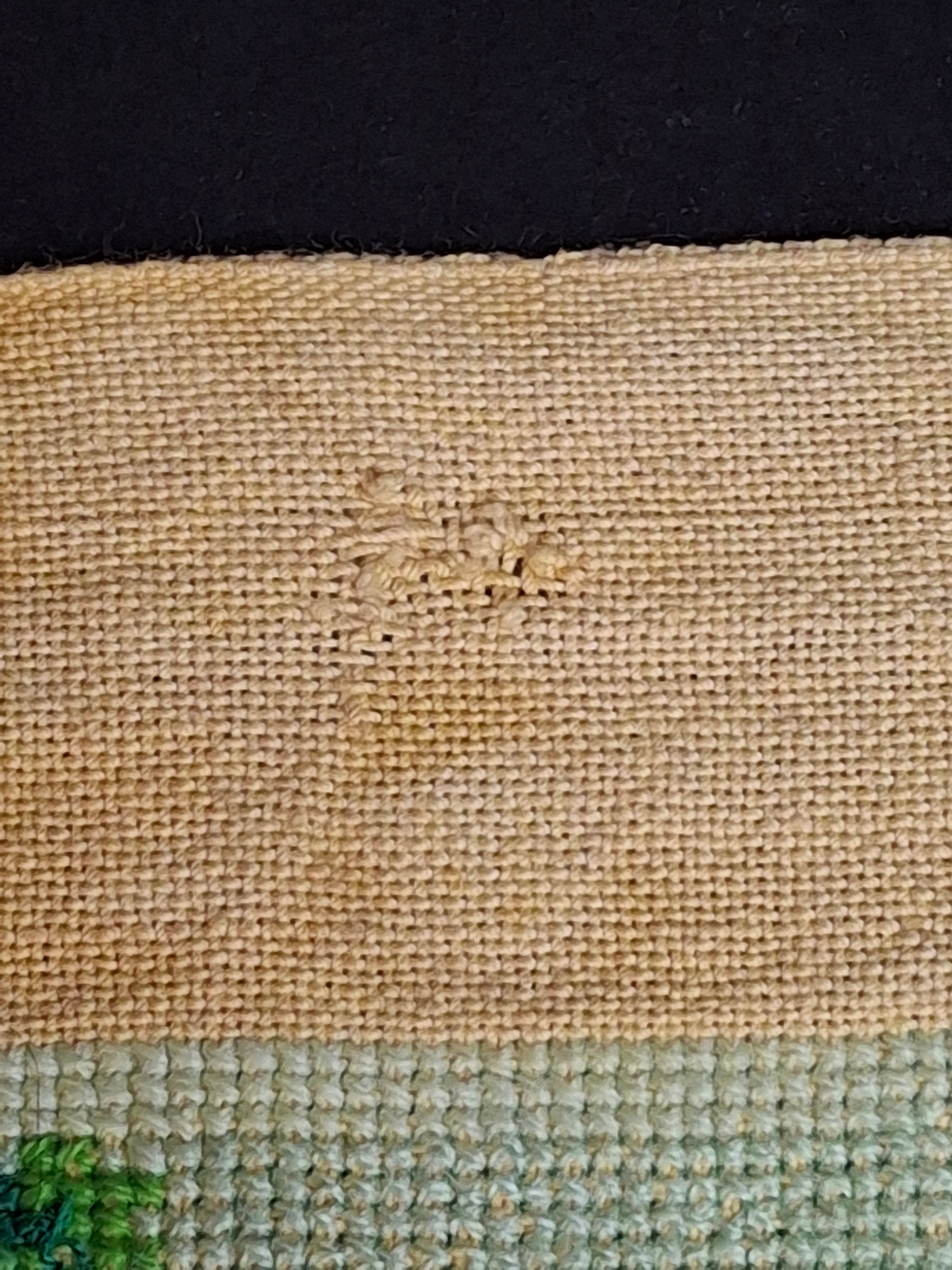 Vintage Mid Century Cross Stitch Needlepoint European Villa Estate Textile Art