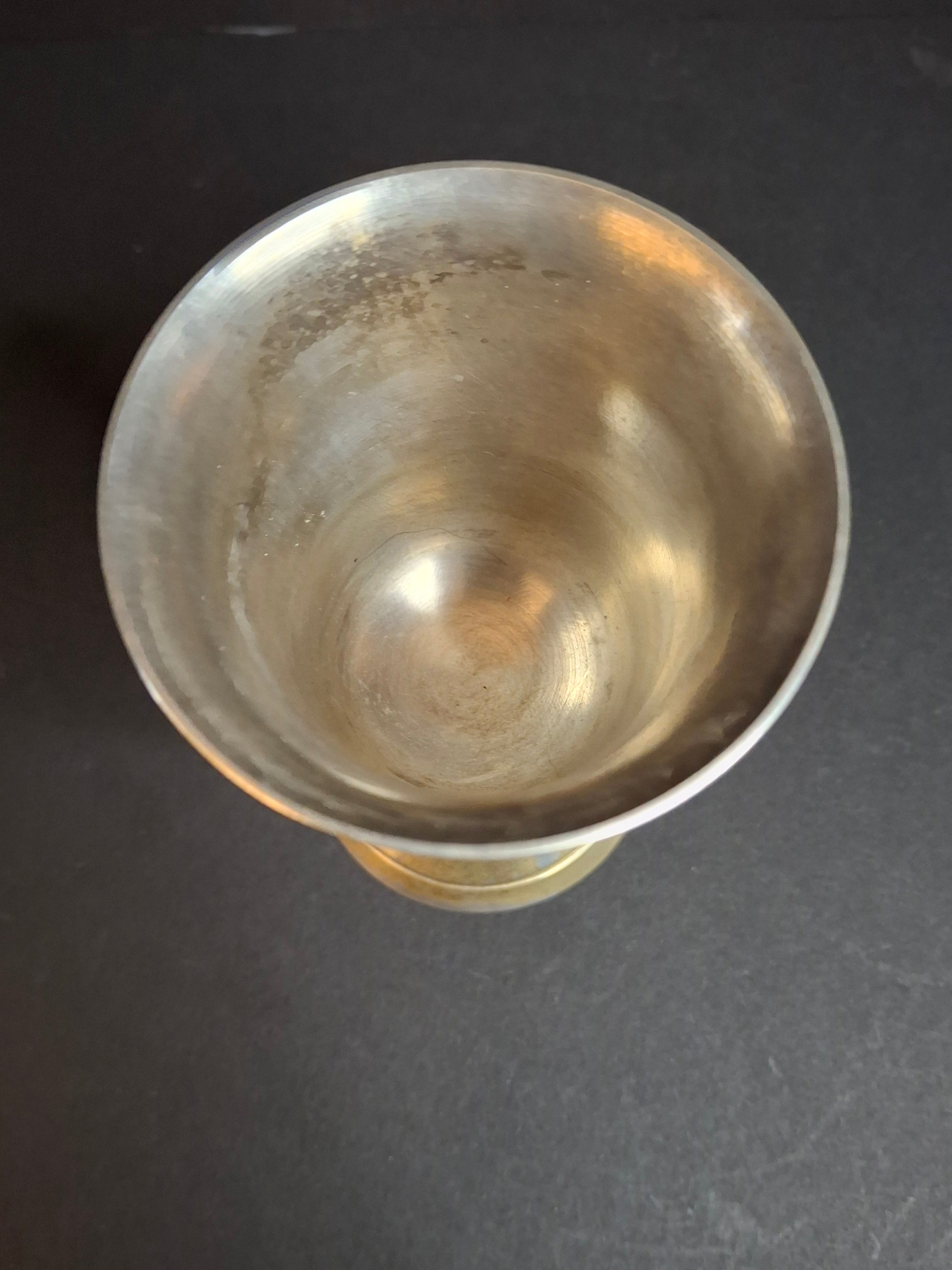 Vintage Engraved Brass Kiddush Cup | Star of David Ceremonial Wine Goblet | Traditional Judaica