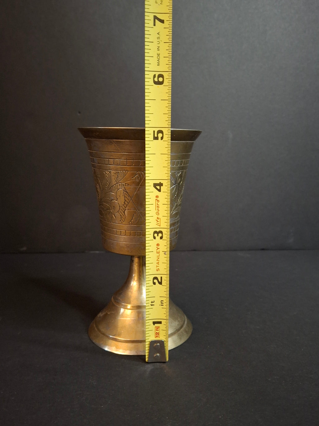 Vintage Engraved Brass Kiddush Cup | Star of David Ceremonial Wine Goblet | Traditional Judaica