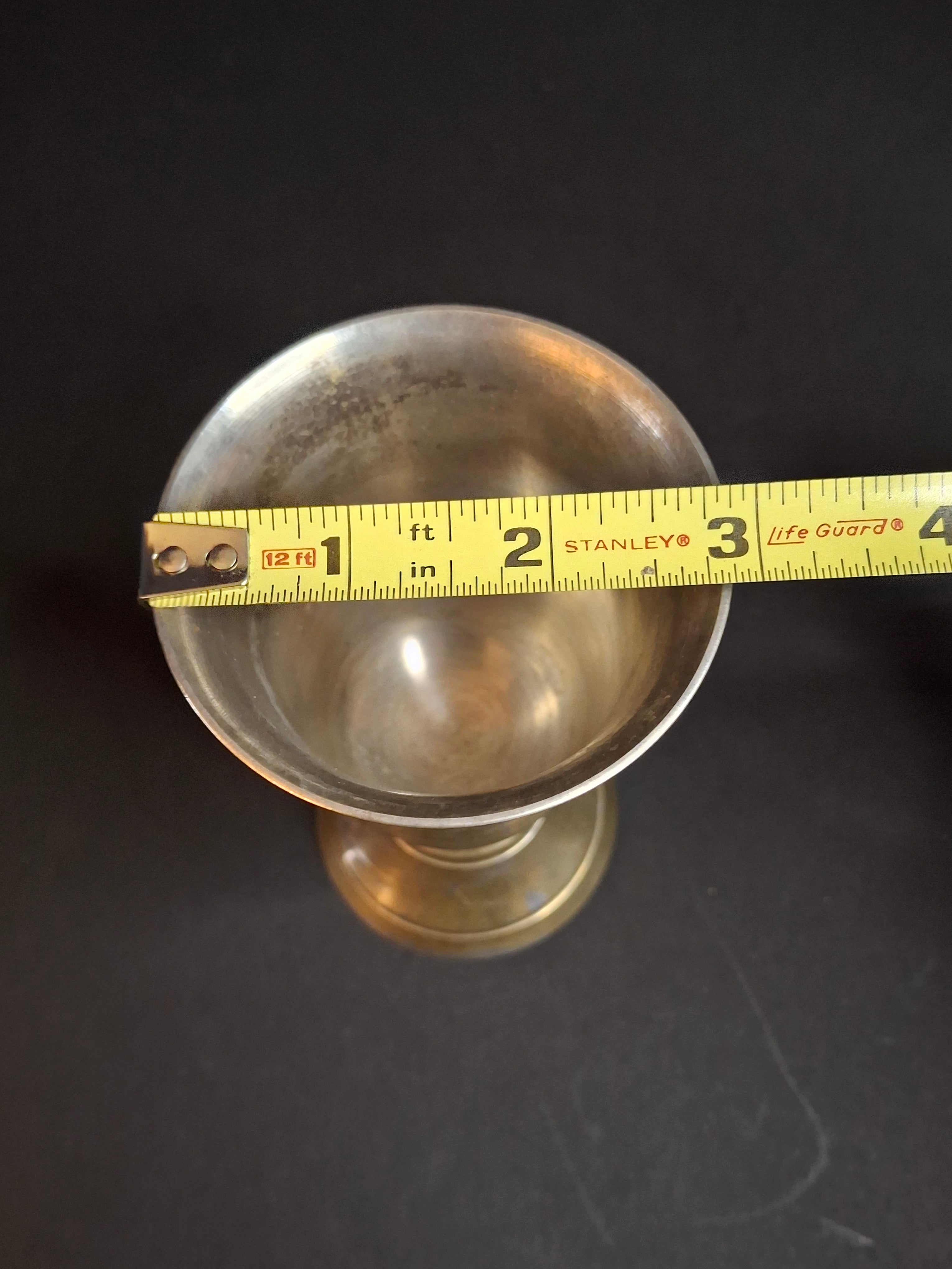 Vintage Engraved Brass Kiddush Cup | Star of David Ceremonial Wine Goblet | Traditional Judaica
