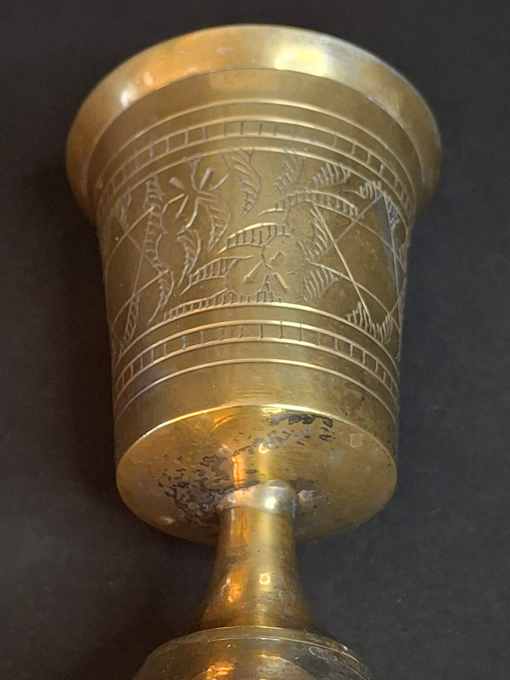 Vintage Engraved Brass Kiddush Cup | Star of David Ceremonial Wine Goblet | Traditional Judaica