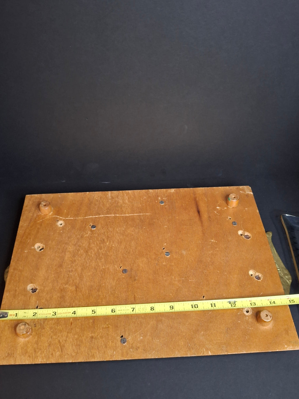 Vintage Mid-Century Israeli Bagel Lox & Cheese Serving Tray Brass Fish Handles