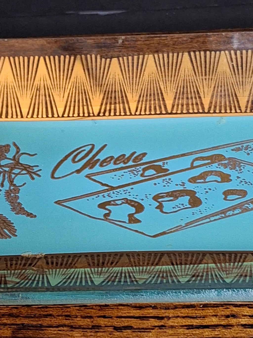 Rare Complete Vintage 1950s Israel Bagel & Lox Serving Set Wood Tray | Enamel Brass Fish Judaica