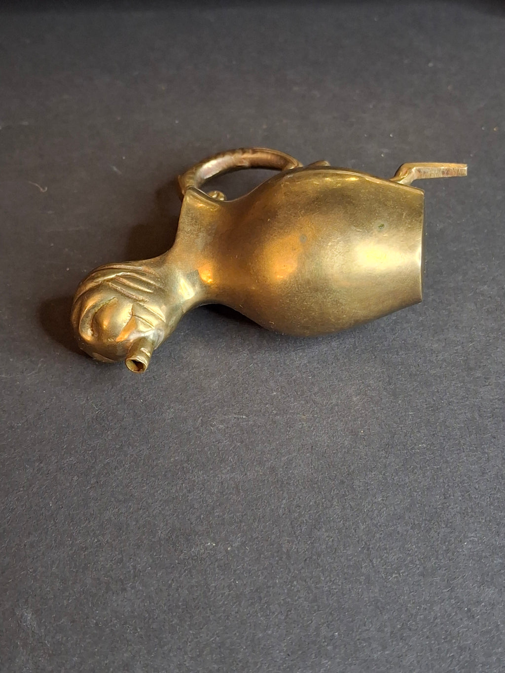 Antique European Brass Lion Menorah Rare 19th Century Hinged Oil Lamp Hanukkah Chanukiah Judaica