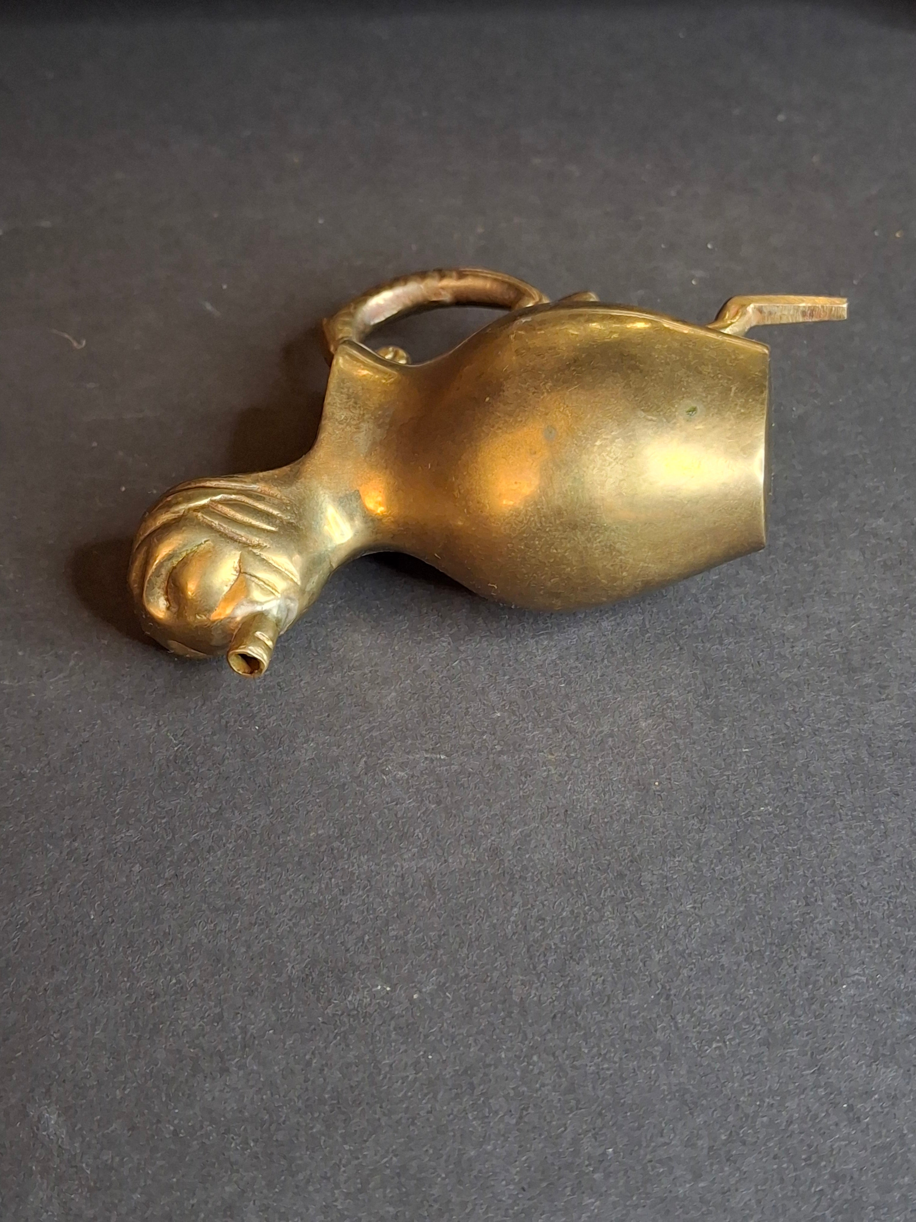 Antique European Brass Lion Menorah Rare 19th Century Hinged Oil Lamp Hanukkah Chanukiah Judaica