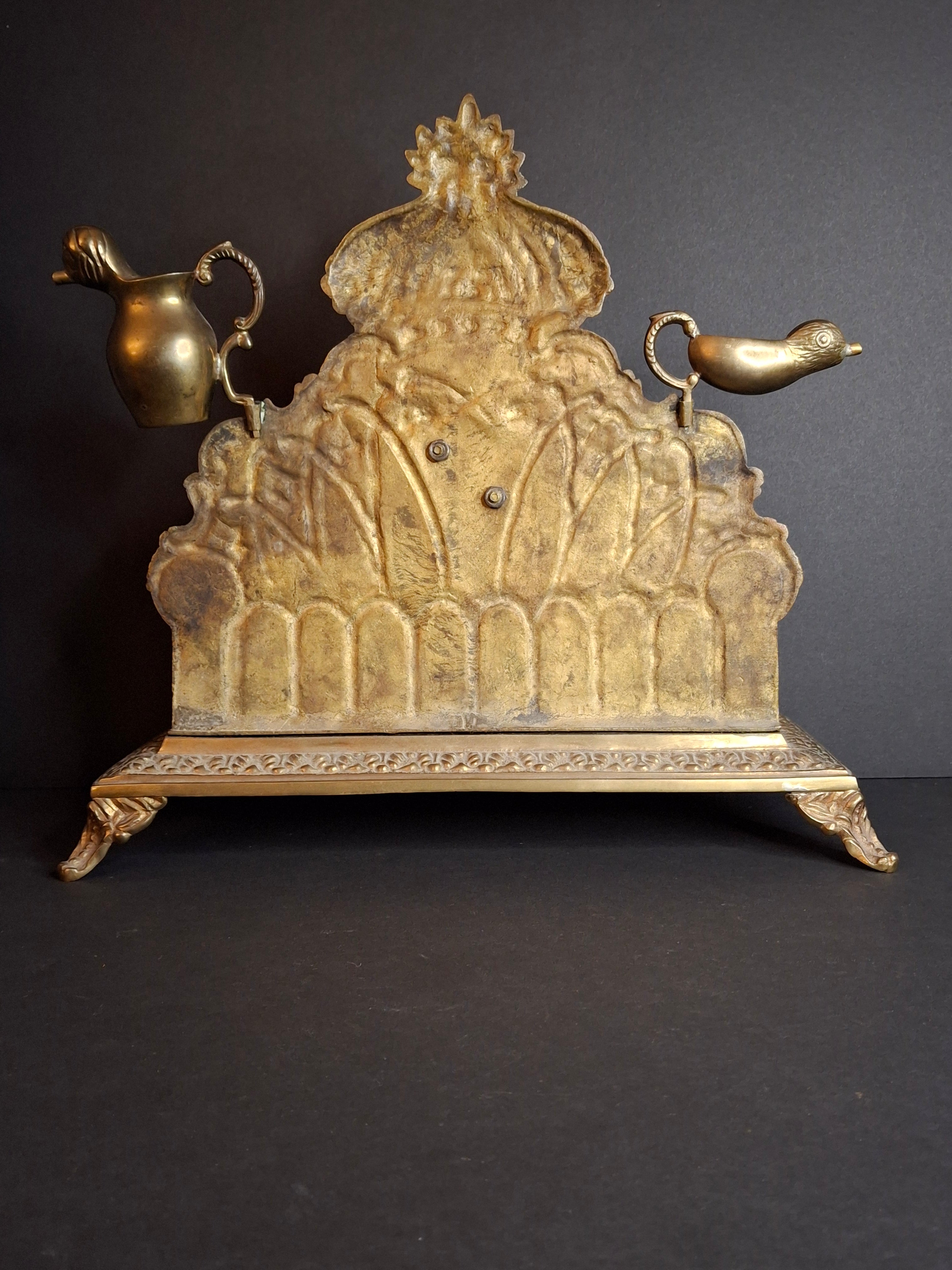 Antique European Brass Lion Menorah Rare 19th Century Hinged Oil Lamp Hanukkah Chanukiah Judaica