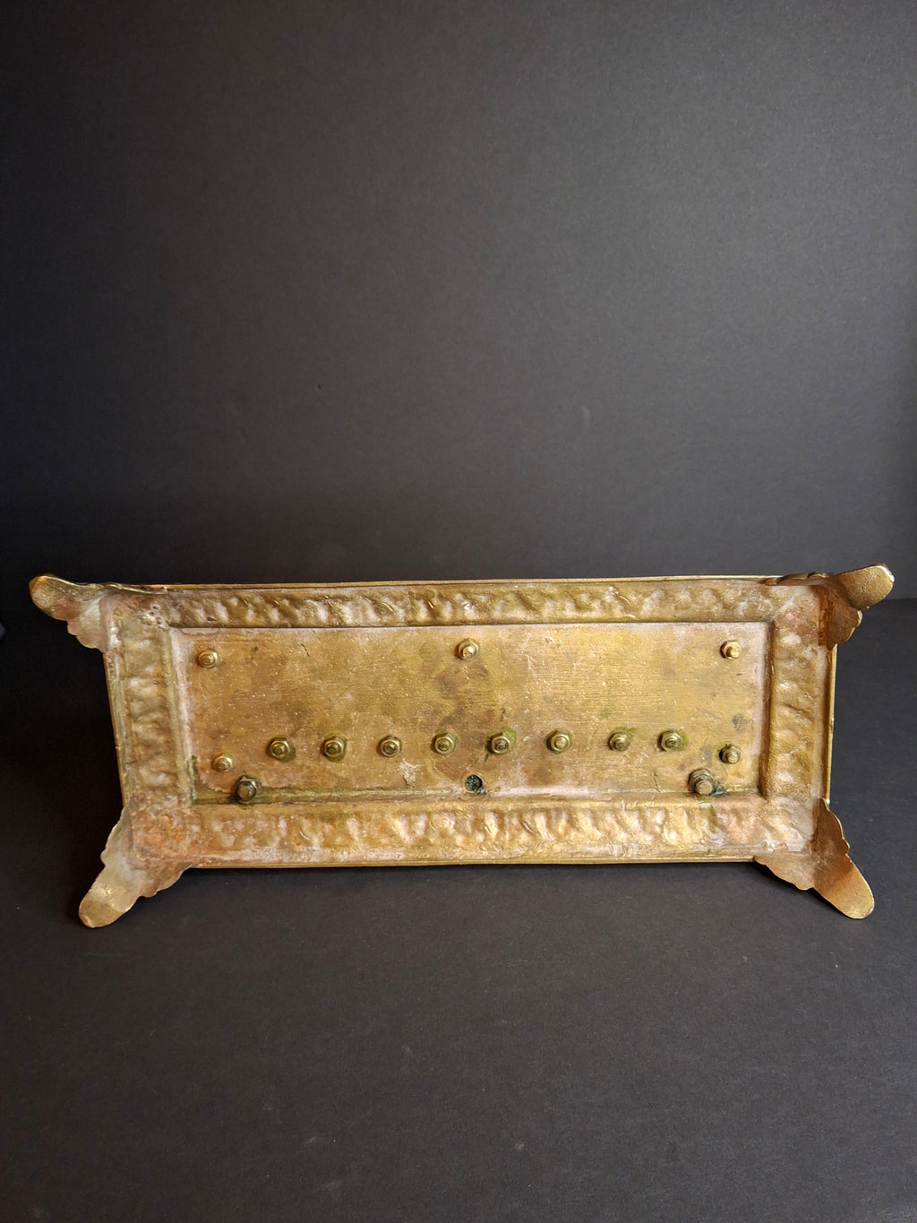 Antique European Brass Lion Menorah Rare 19th Century Hinged Oil Lamp Hanukkah Chanukiah Judaica