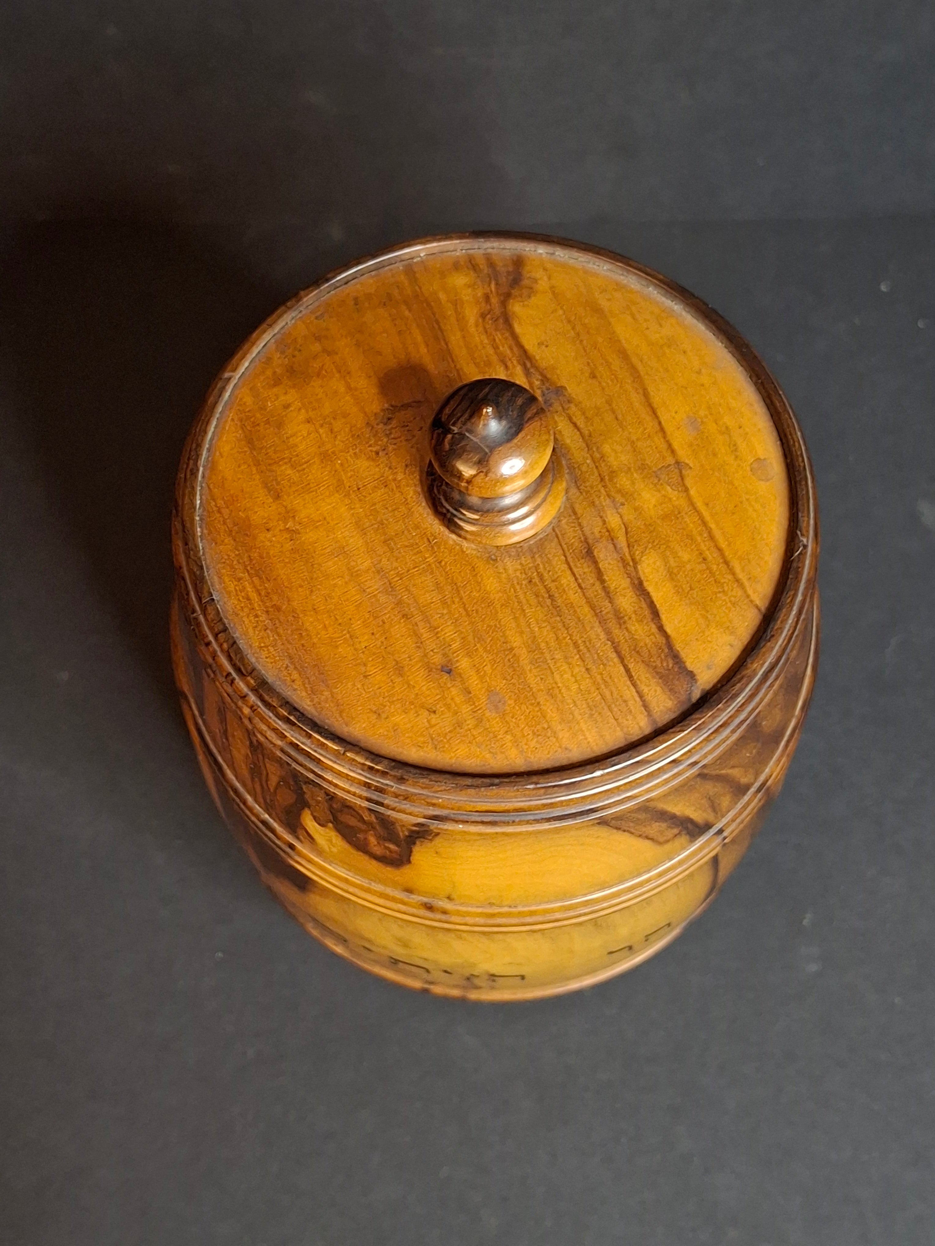 Rare Antique Jerusalem Olive Wood Miniature Barrel Keg Mount of Olives Holy Land