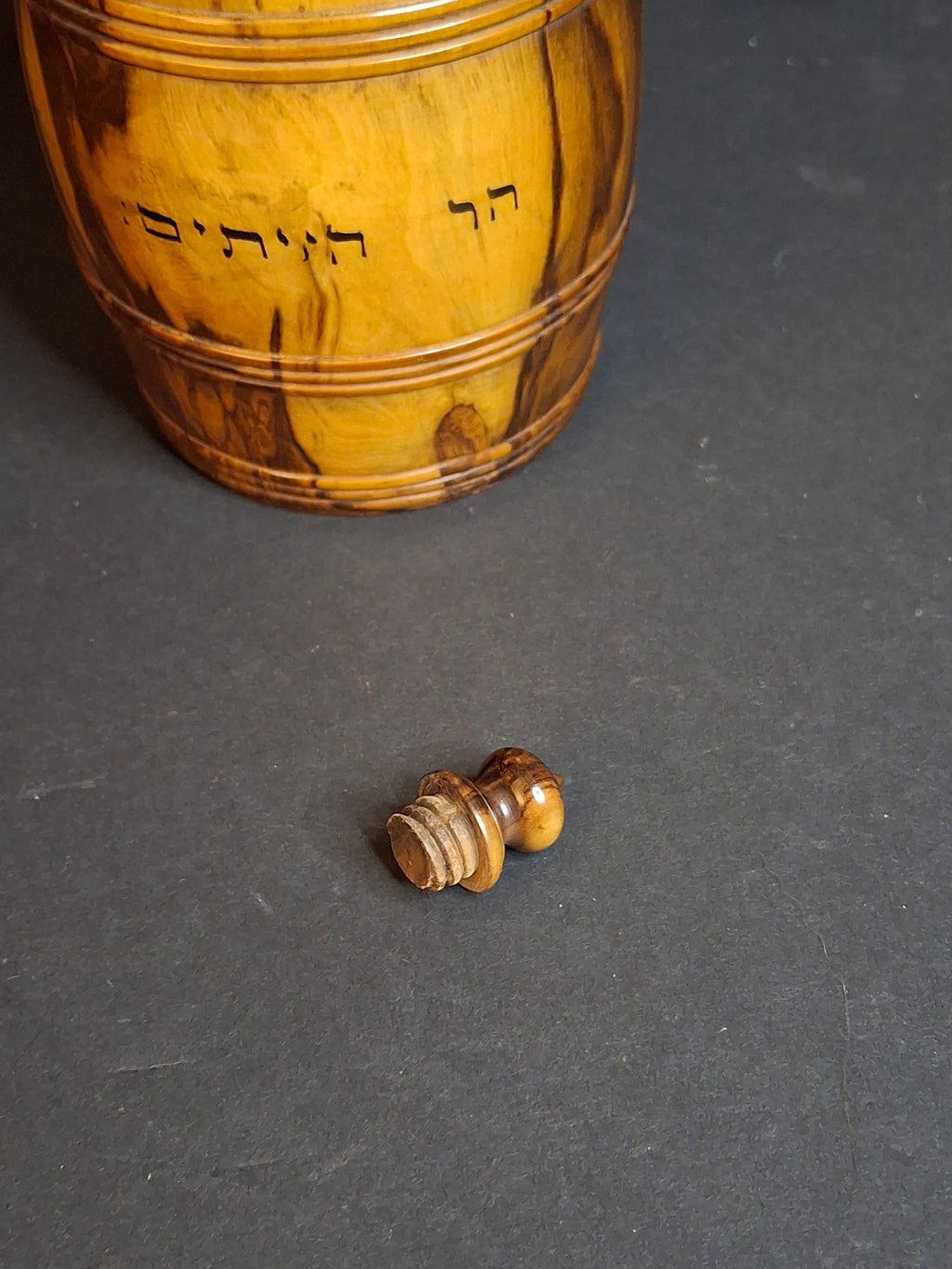 Rare Antique Jerusalem Olive Wood Miniature Barrel Keg Mount of Olives Holy Land