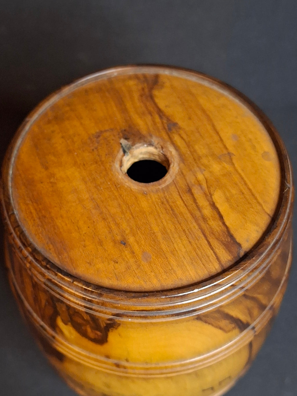Rare Antique Jerusalem Olive Wood Miniature Barrel Keg Mount of Olives Holy Land