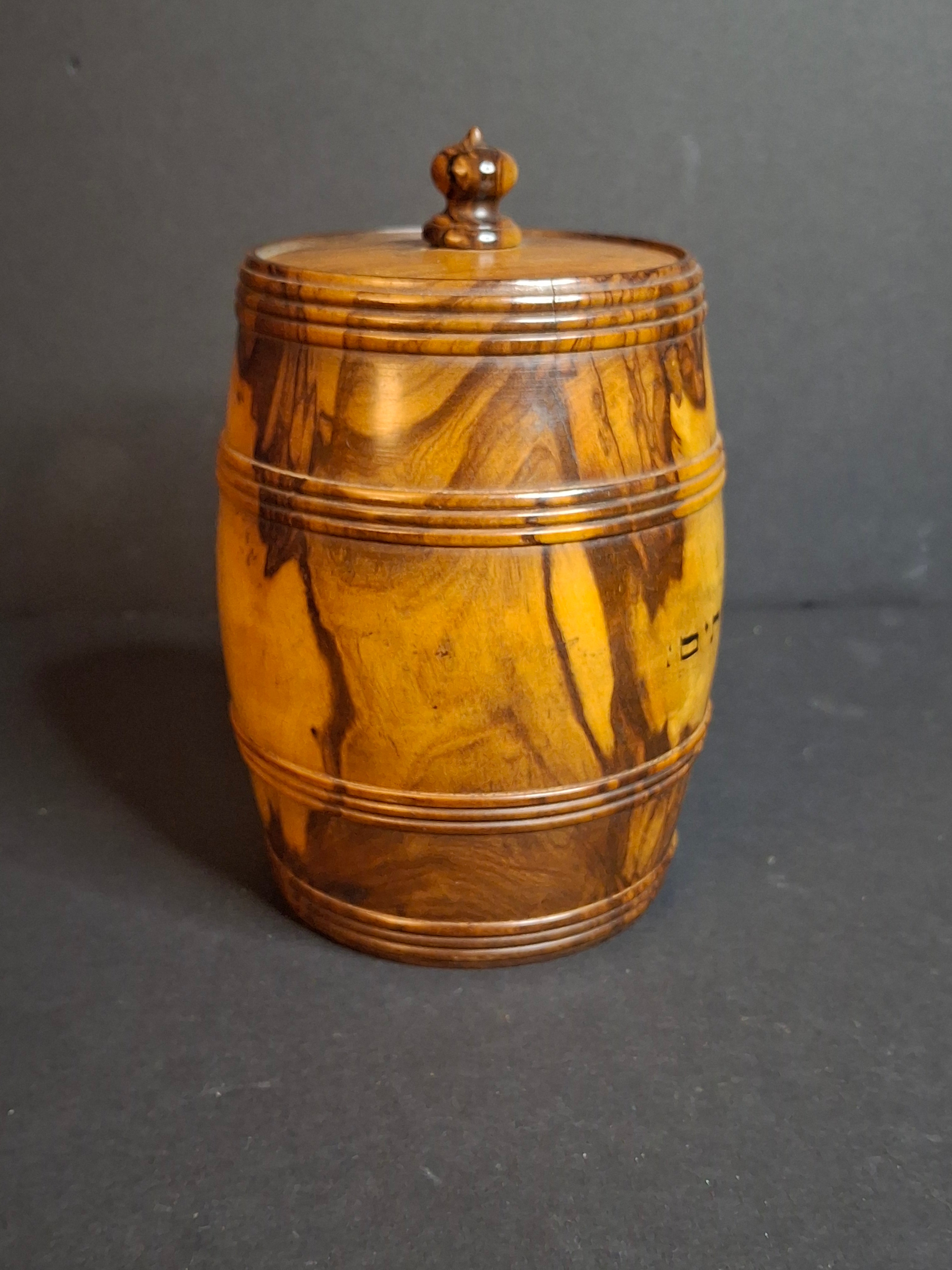 Rare Antique Jerusalem Olive Wood Miniature Barrel Keg Mount of Olives Holy Land
